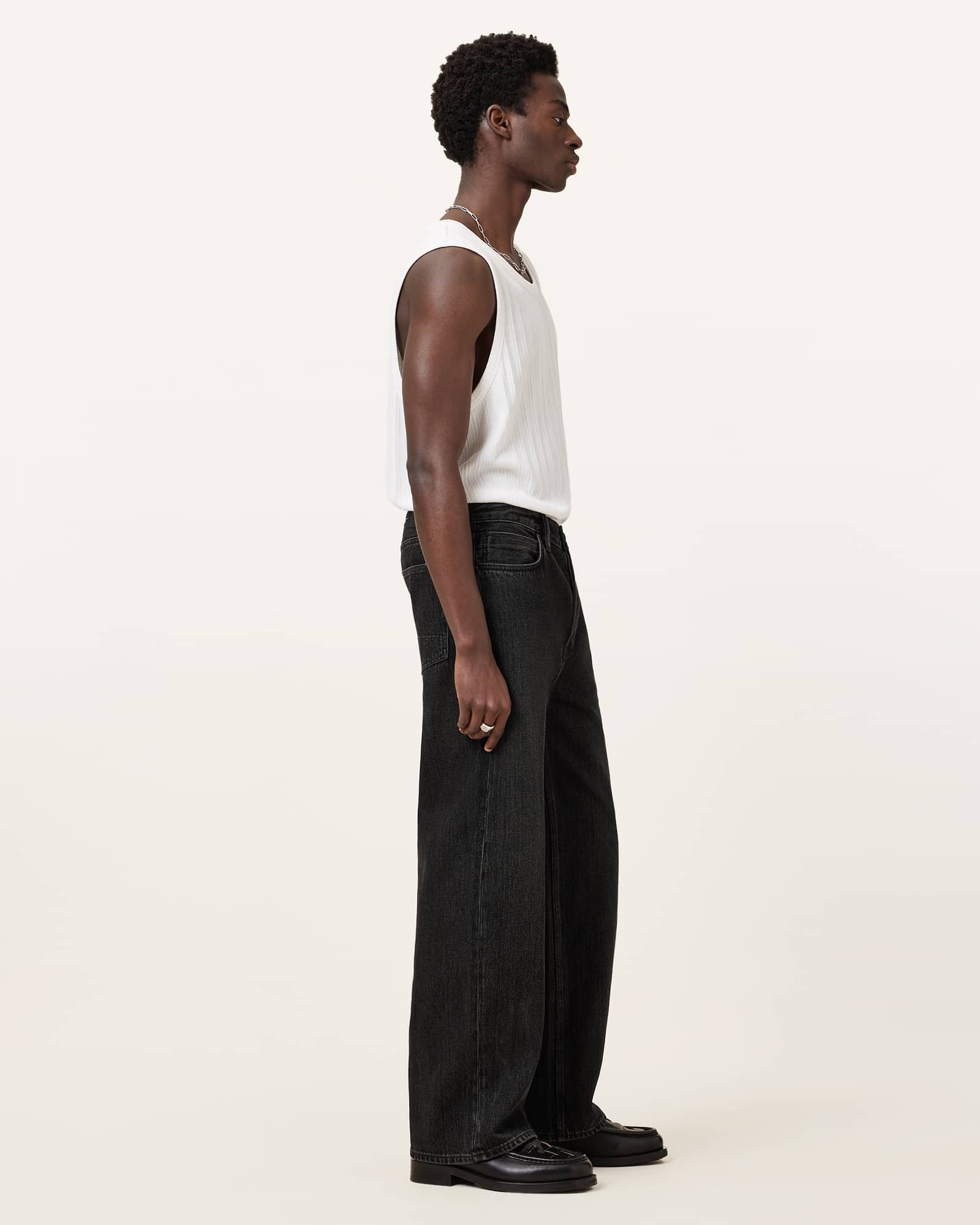 AllSaints Lenny Loose Fit Wide Leg Denim Jeans