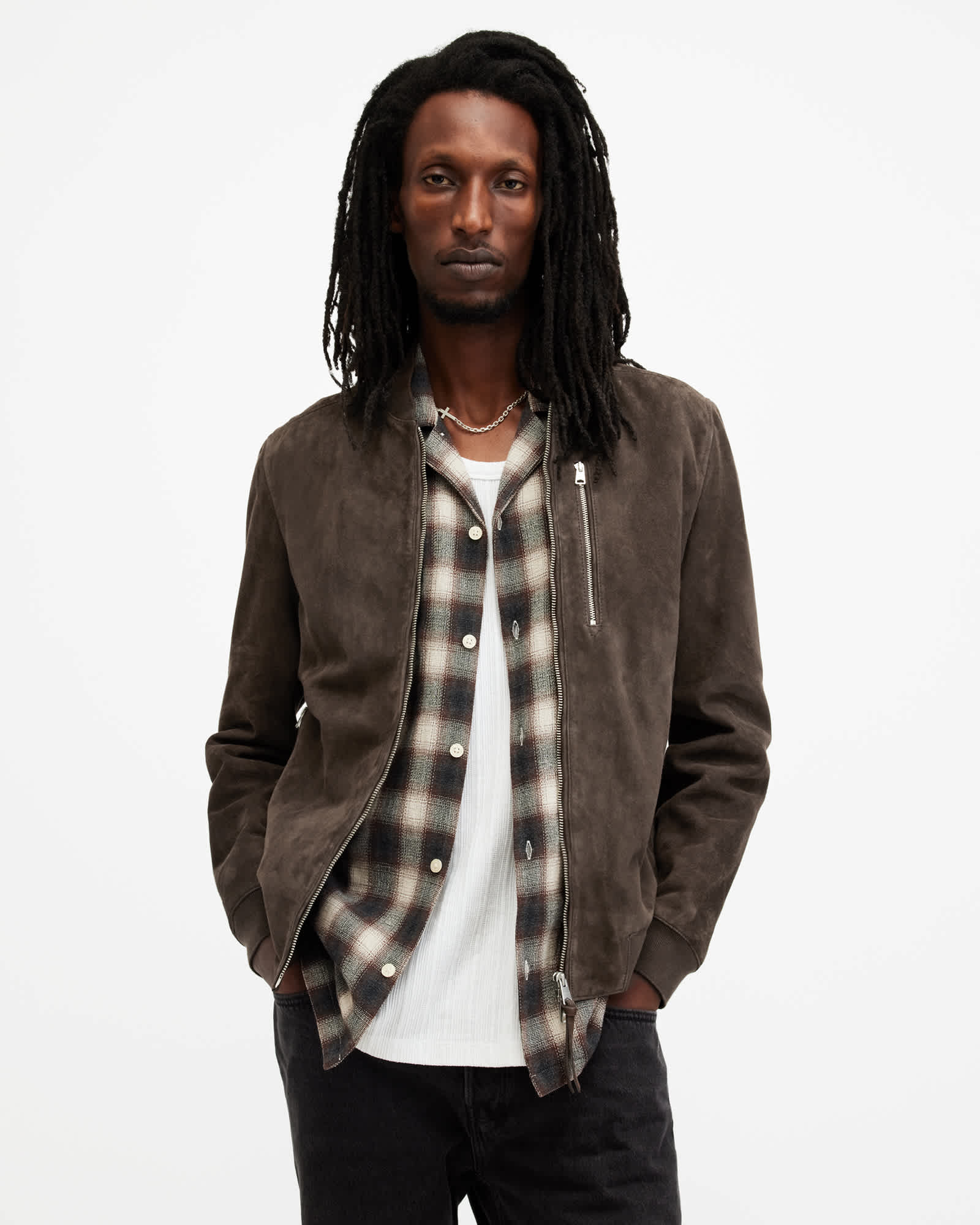 AllSaints Kemble Suede Bomber Jacket