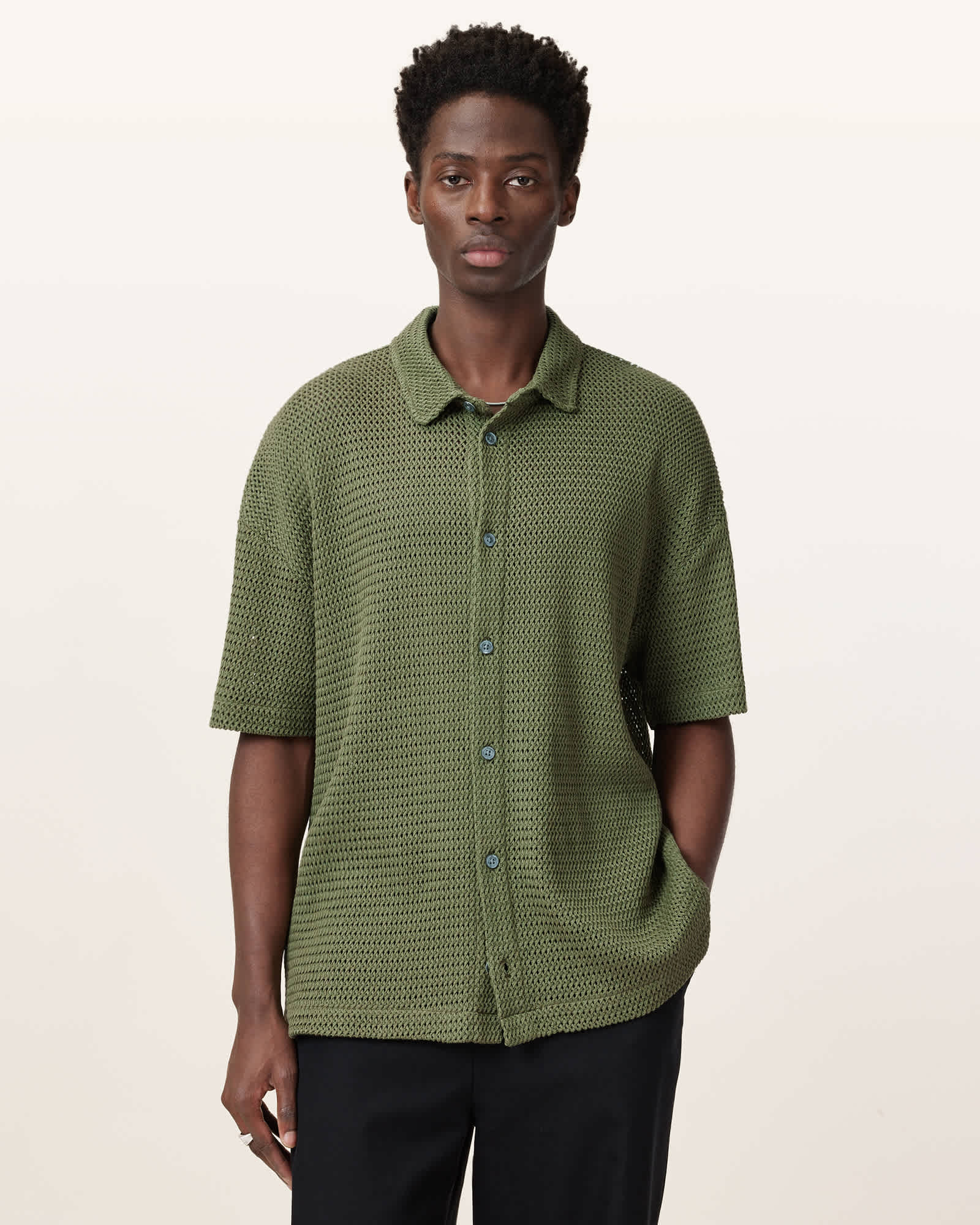 AllSaints Munroe Short Sleeve Cotton Shirt