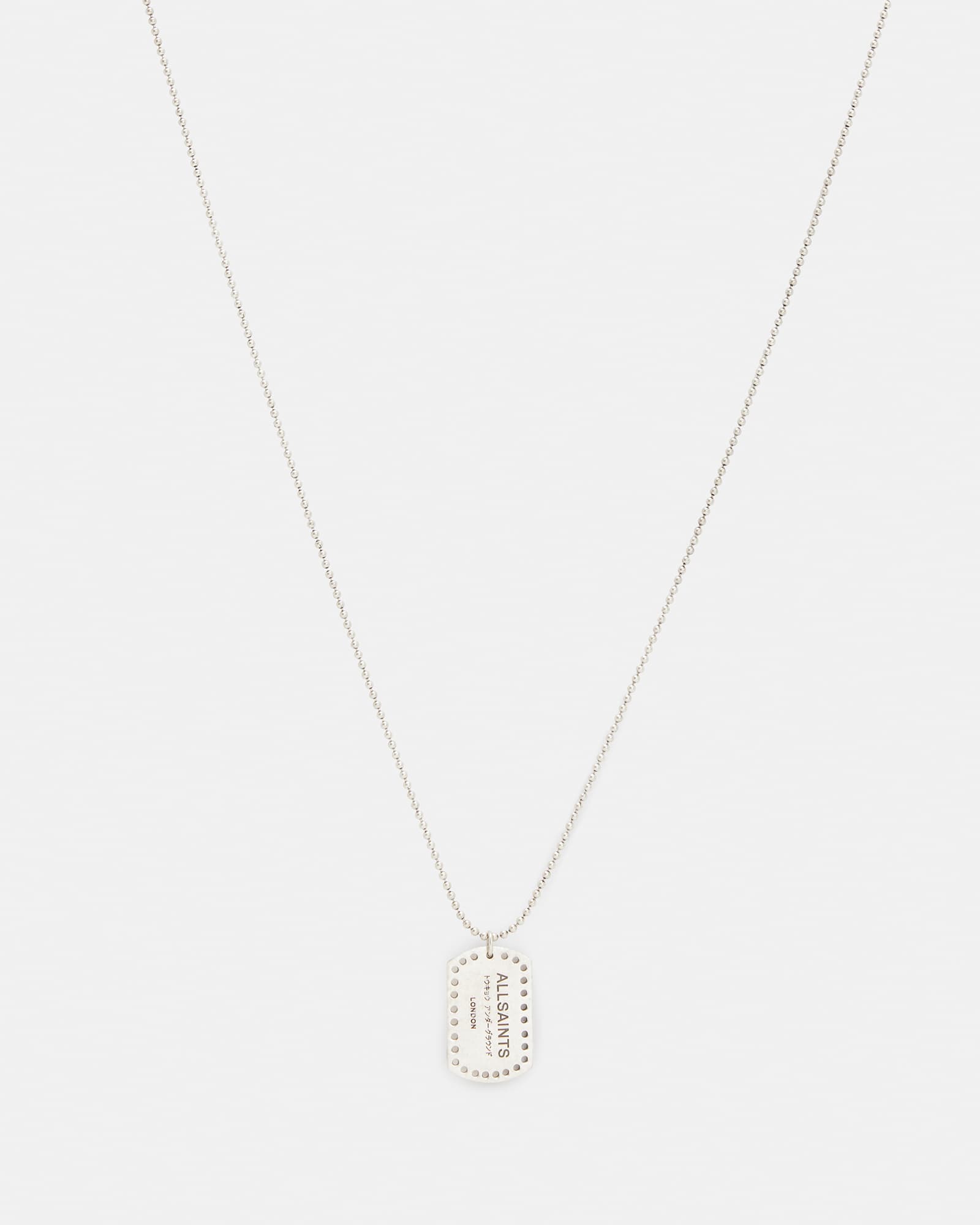 AllSaints Underground Sterling Silver Tag Necklace
