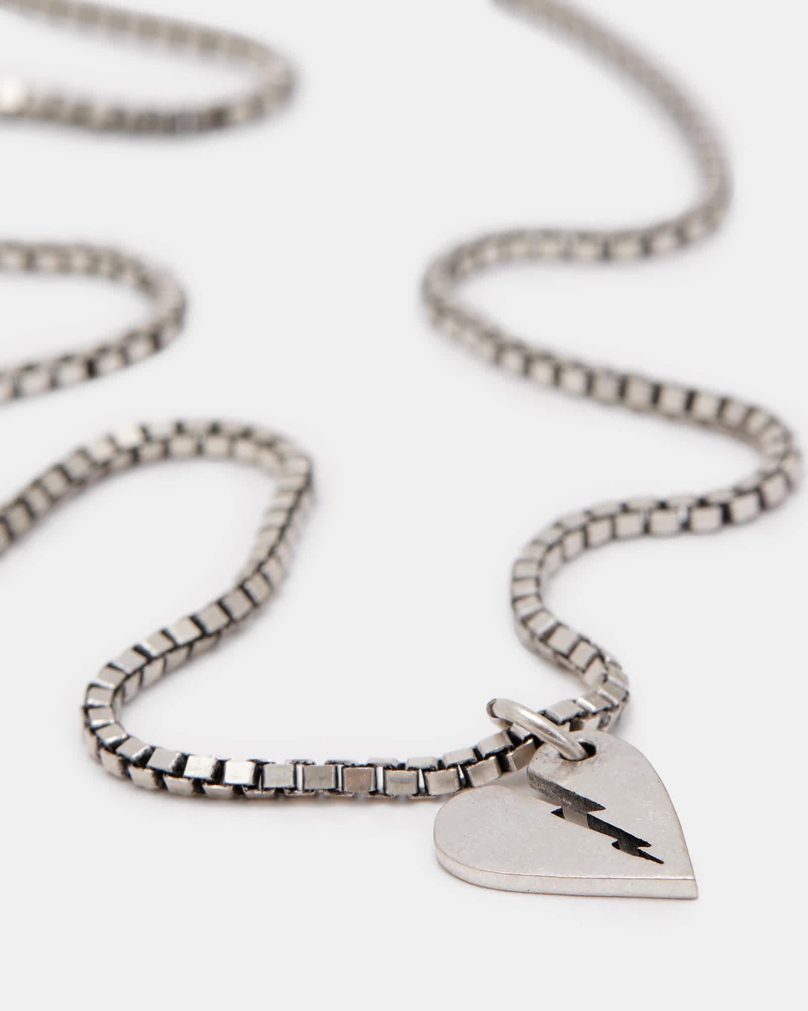 AllSaints Split Heart Sterling Silver Necklace