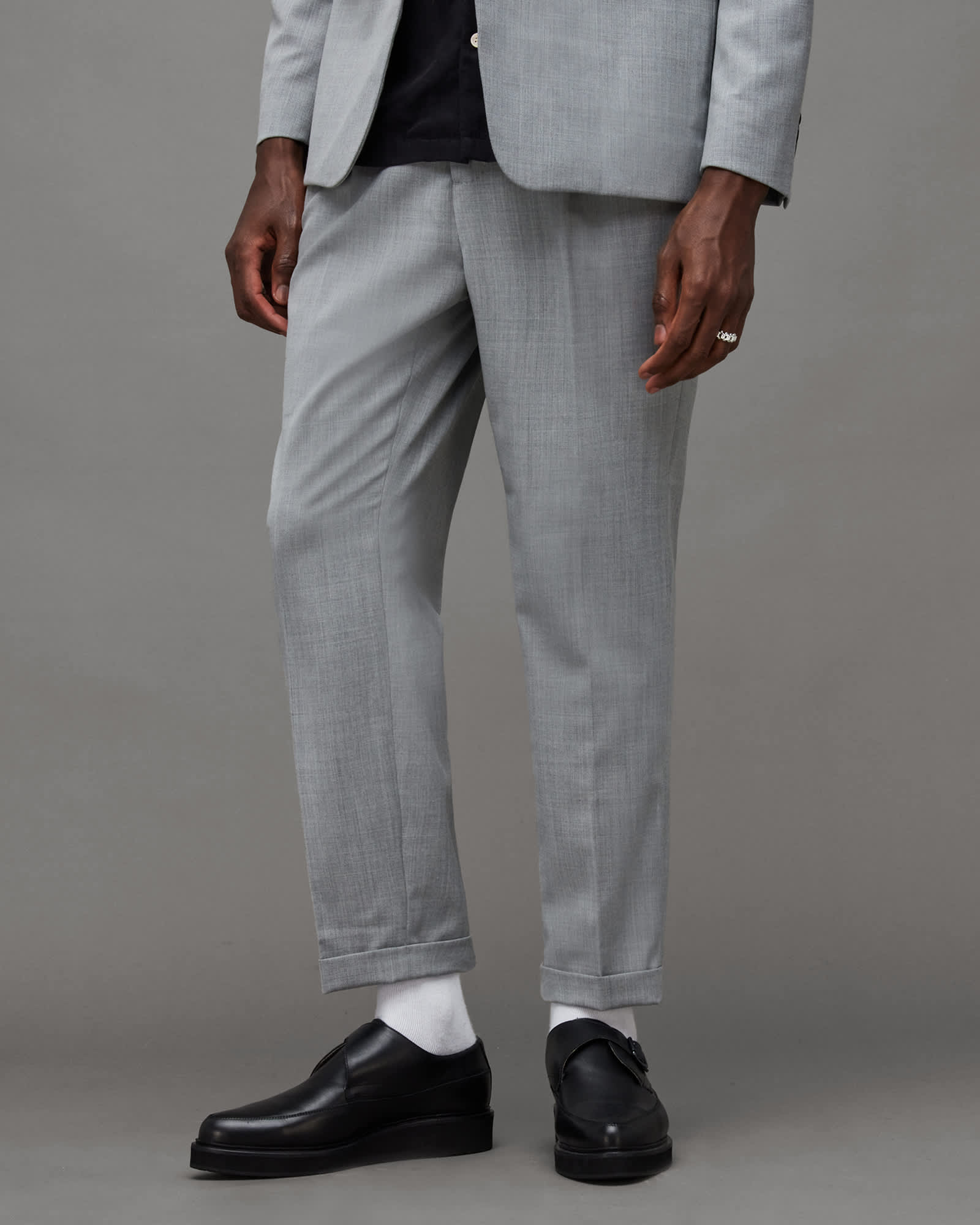 AllSaints Buller Wool Blend Cropped Slim Trousers