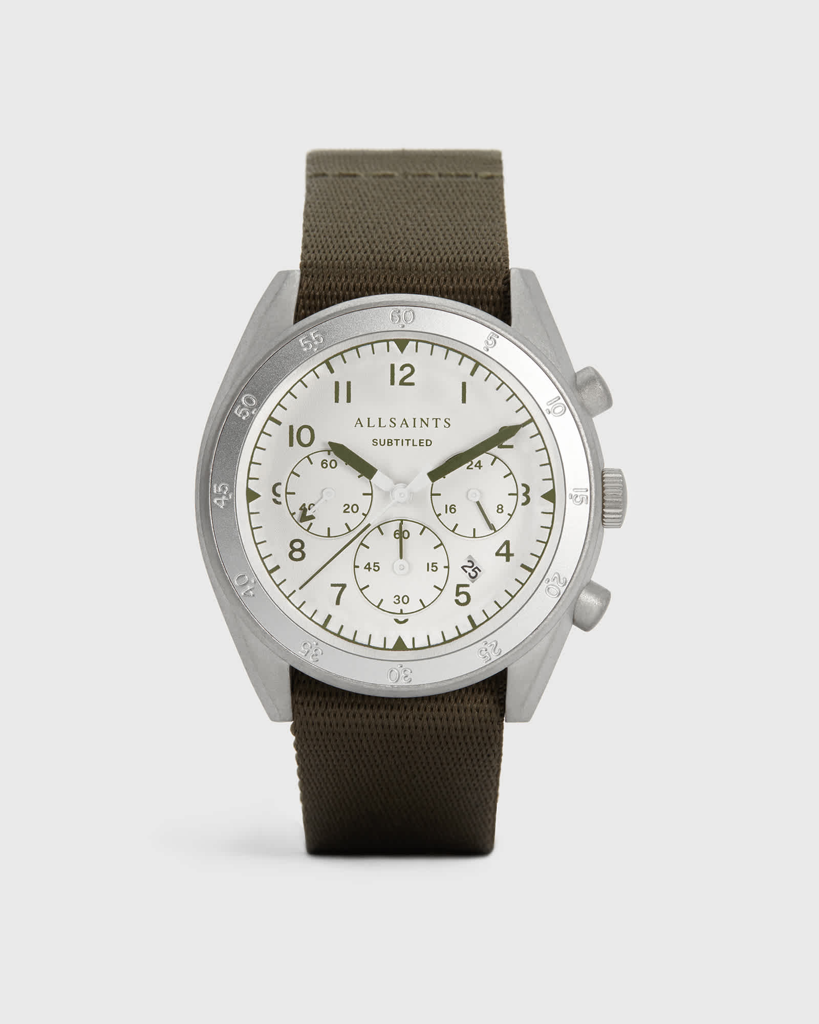 AllSaints Men's Subtitled III Stainless Steel and Military Green Watch, Green