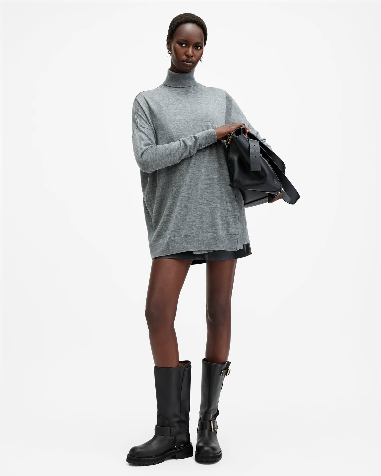 AllSaints Bern Merino Wool Wrap Jumper