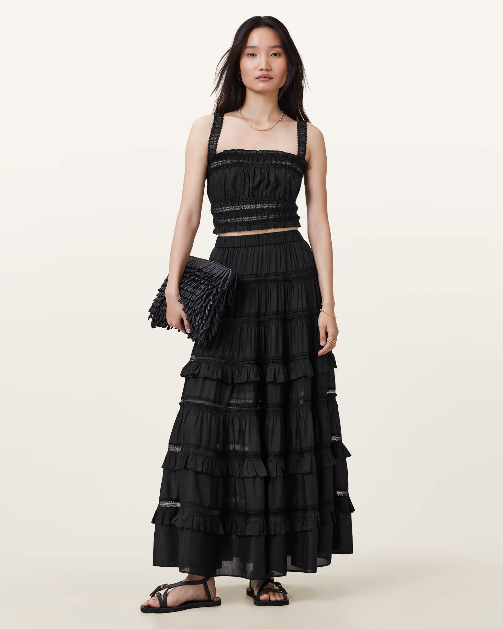 AllSaints Talia Tiered Maxi Skirt