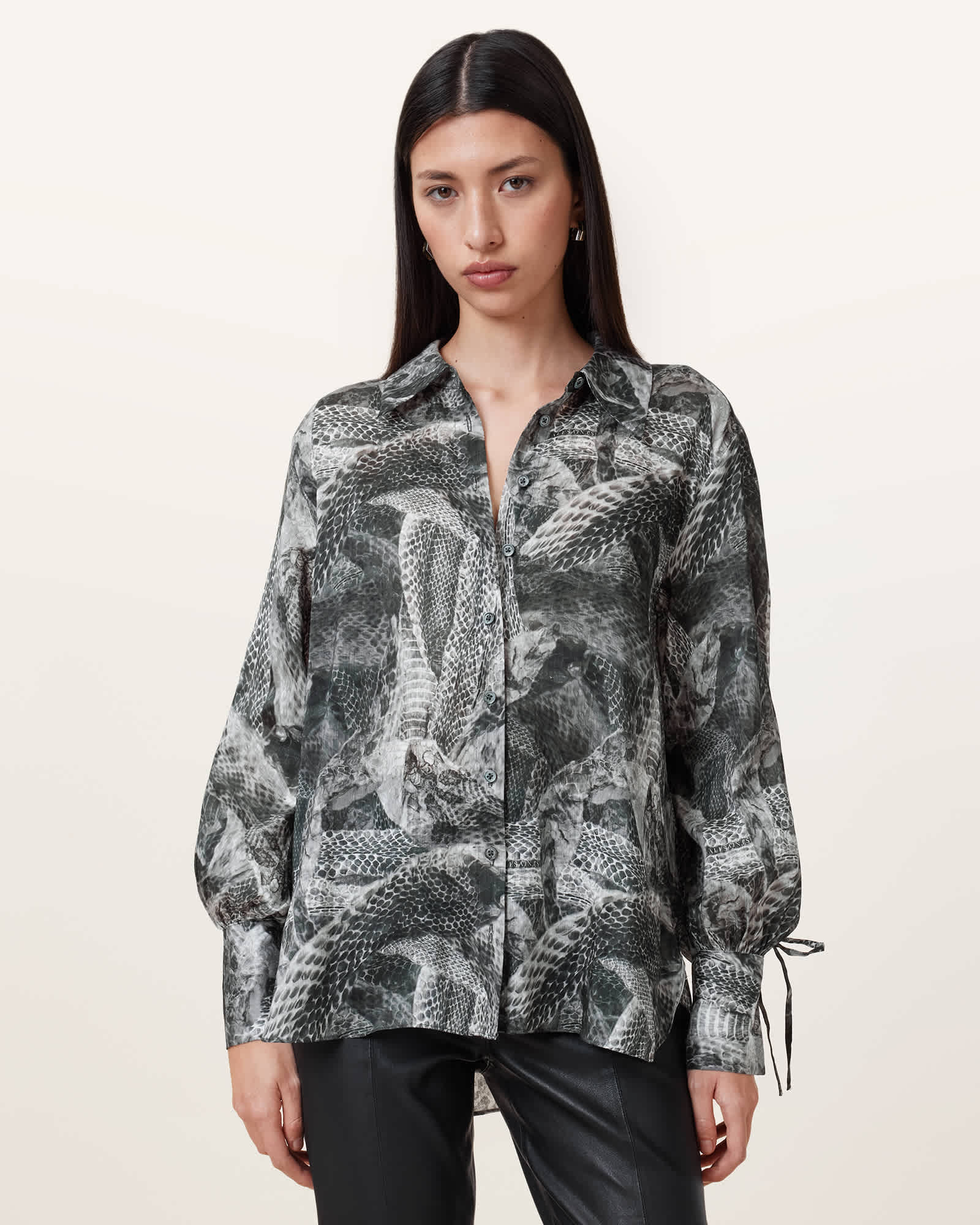 AllSaints Leyla Silk Linen Blend Shirt