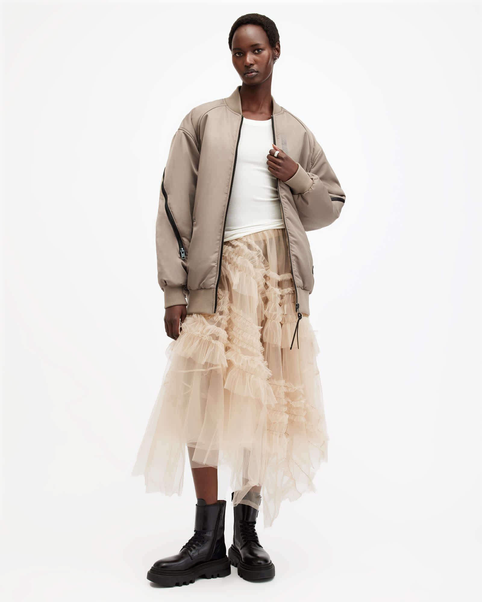AllSaints Hanaa Oversized Bomber Jacket