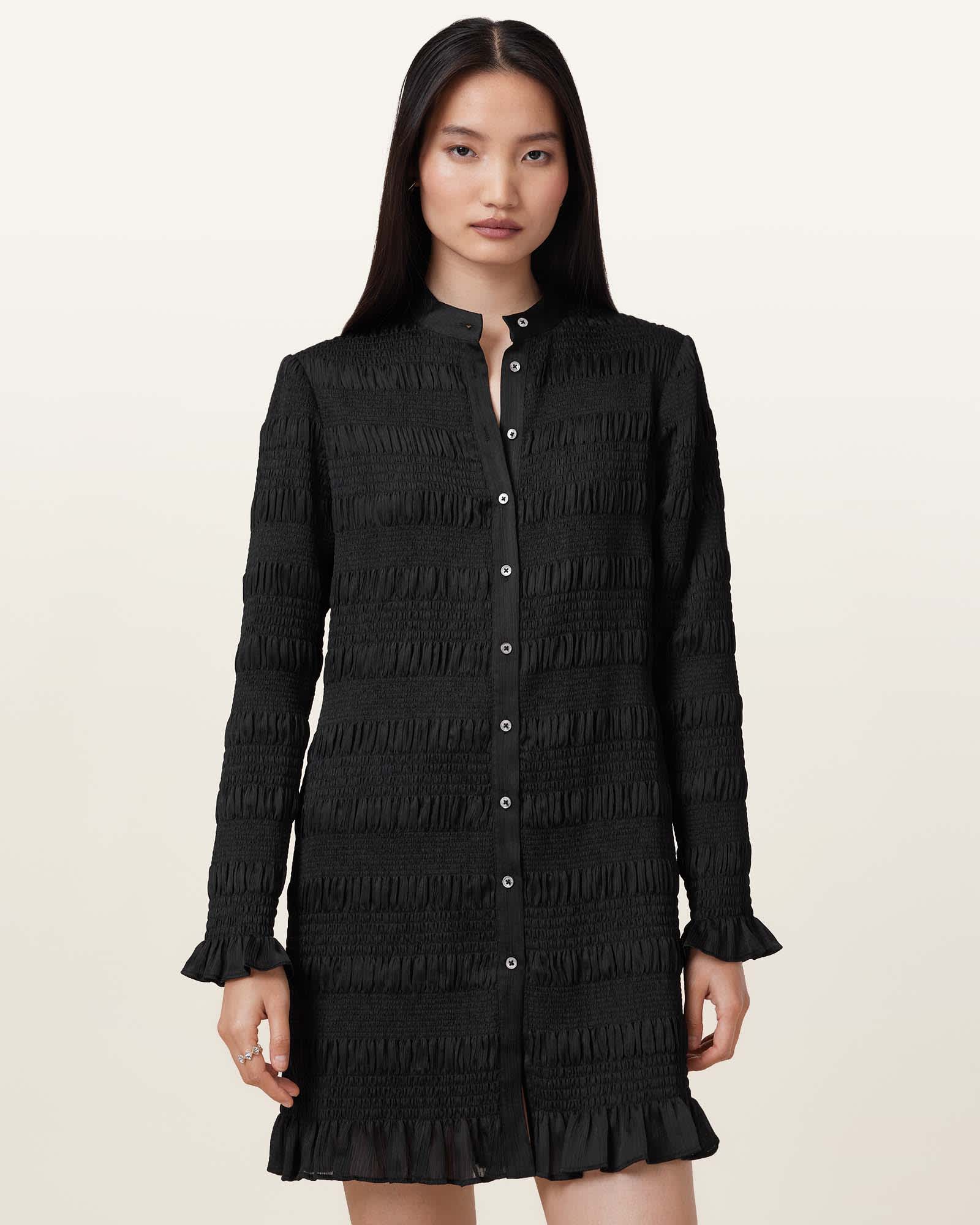 AllSaints Meg Smocked Mini Dress
