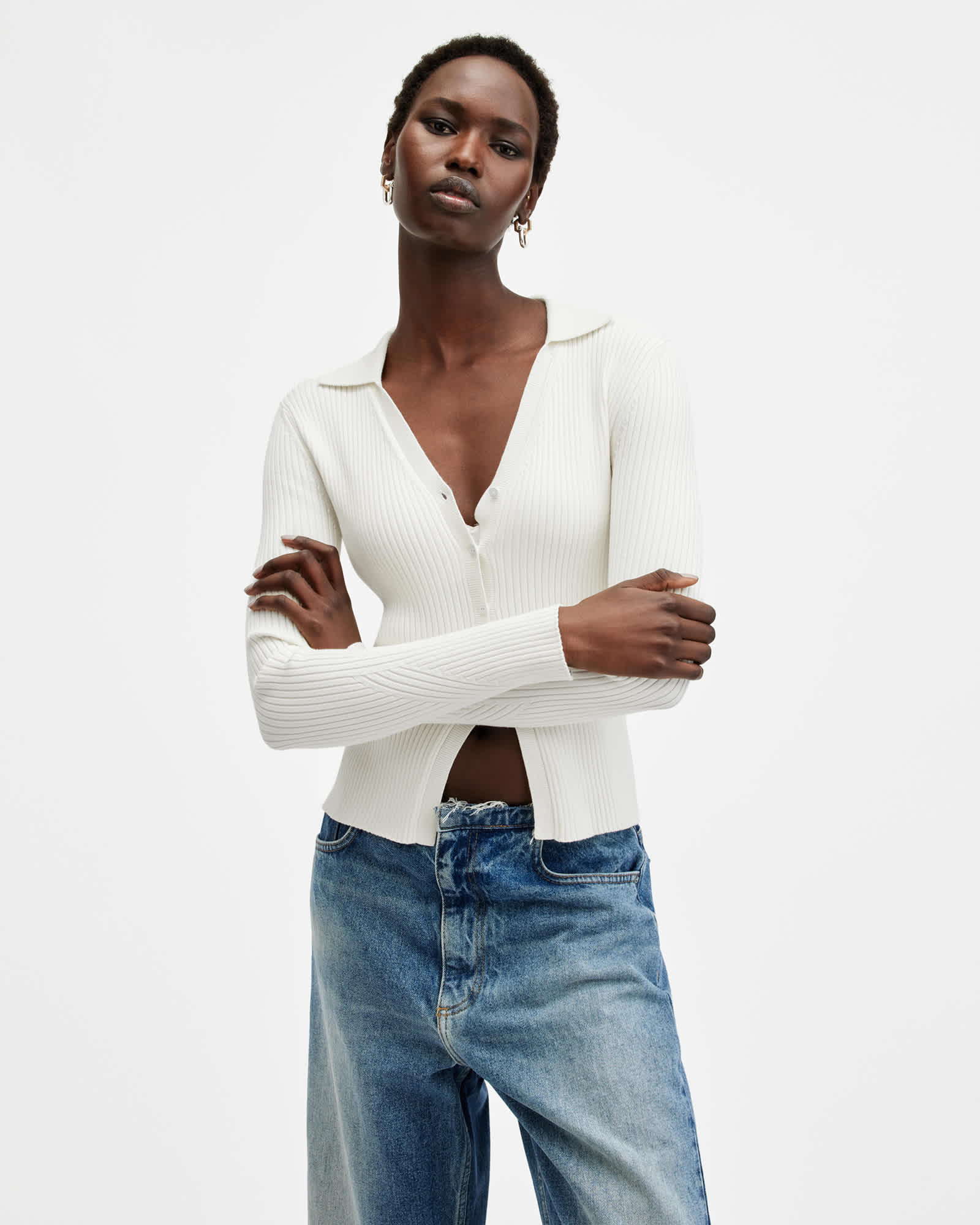 AllSaints Cruz Ribbed Knitted Cardigan