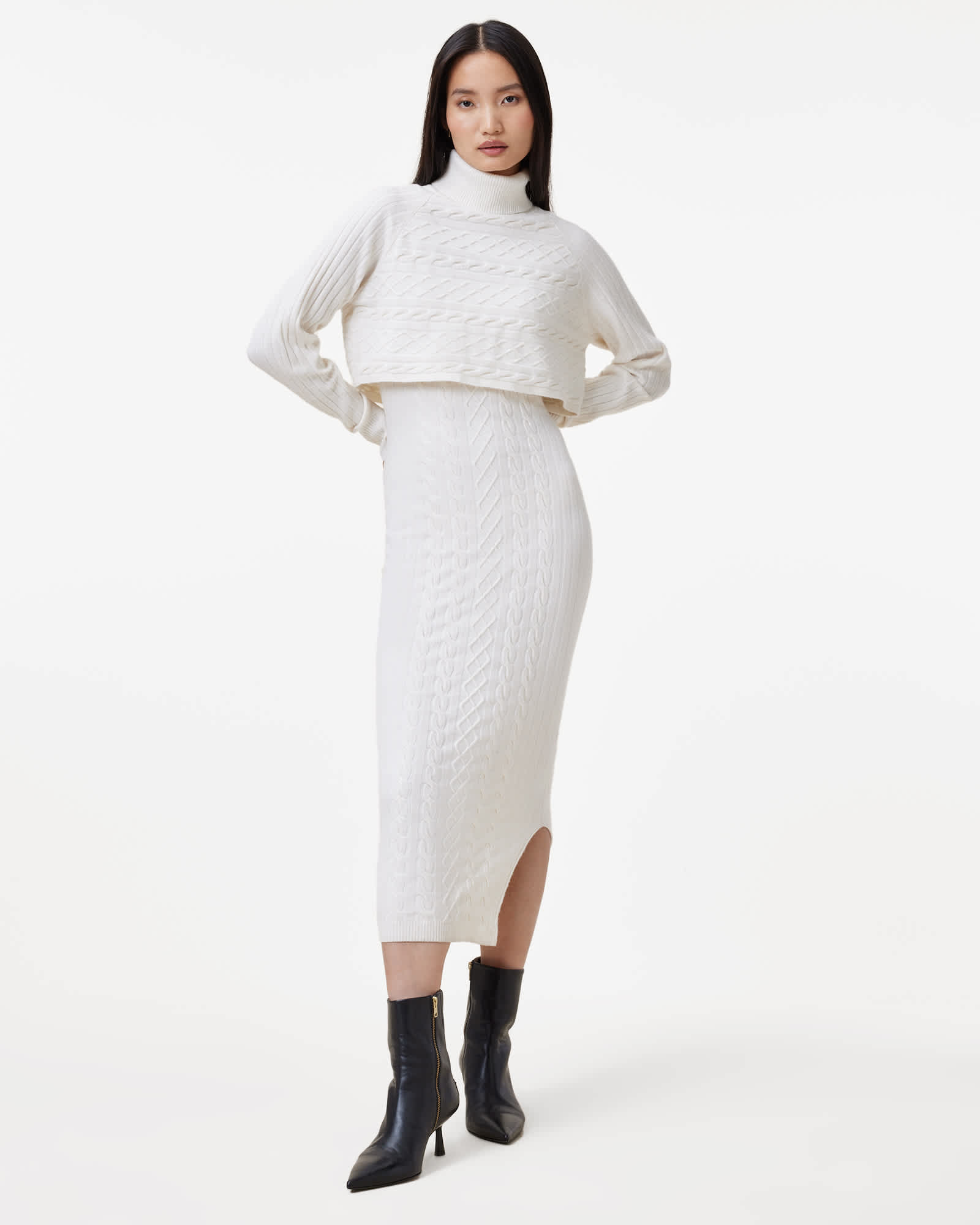 AllSaints Muriel 2-In-1 Knitted Slim Midi Dress