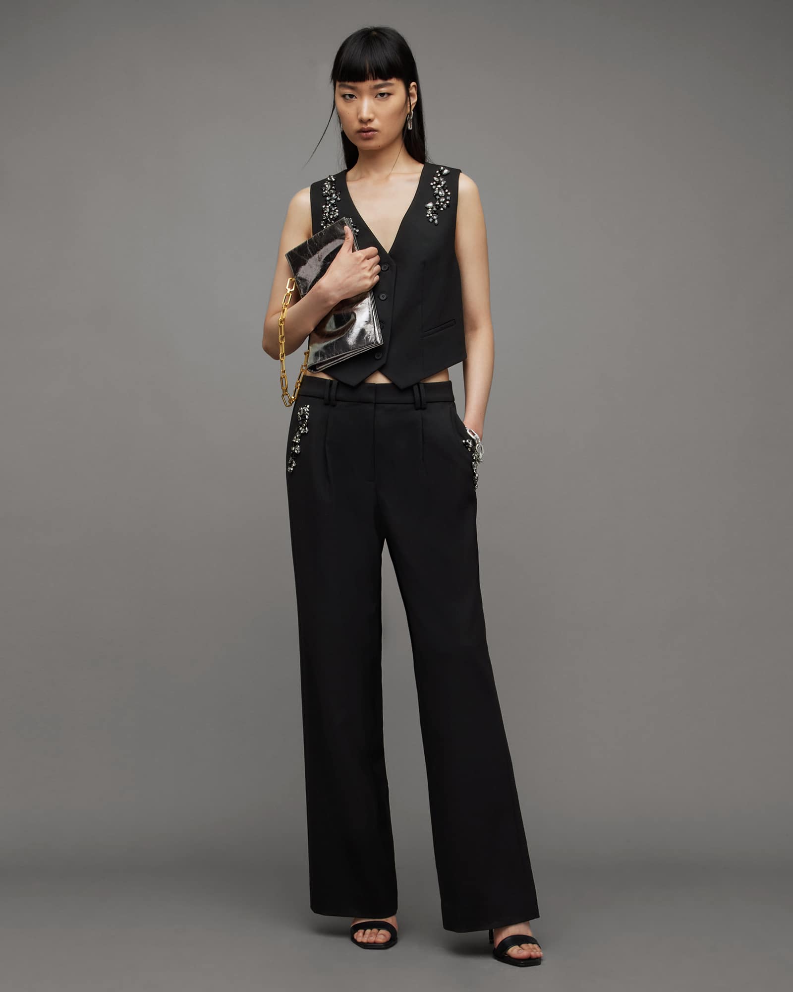 AllSaints Atlas Bead Embellished Trousers