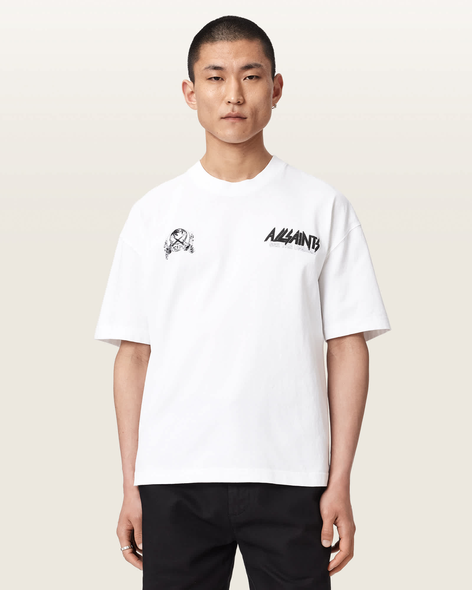 Chromium Short Sleeve Graphic T-Shirt ASHEN WHITE | ALLSAINTS Canada