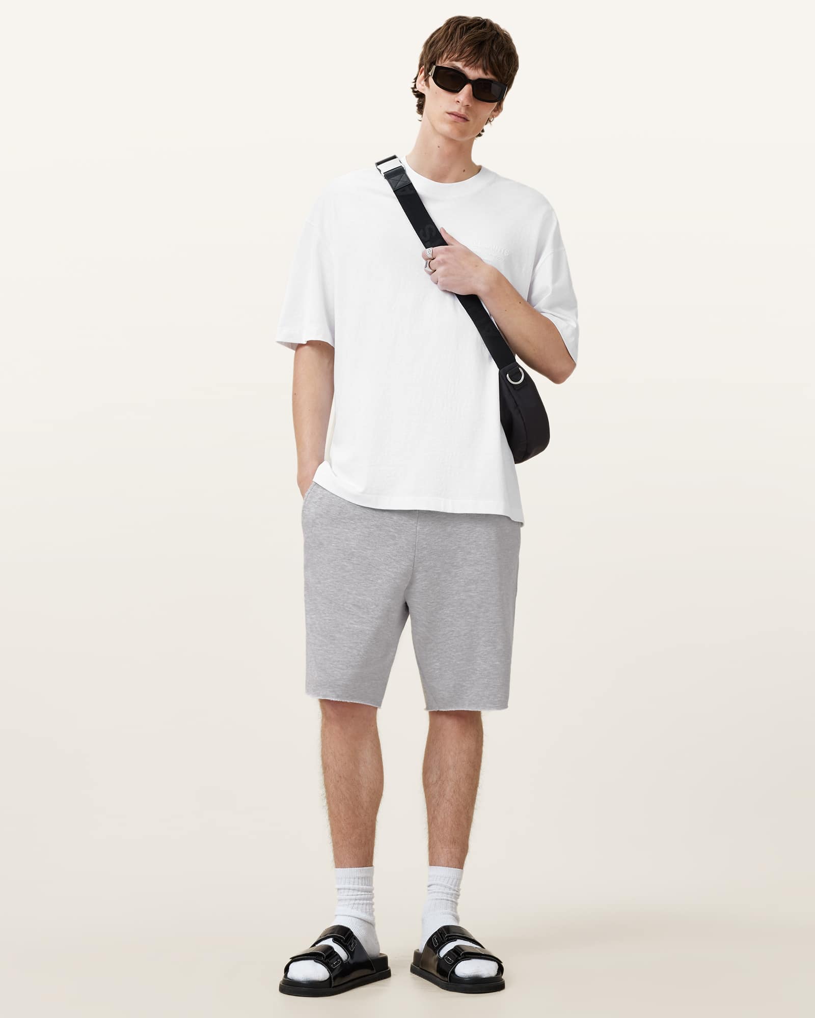 Helix Grey Sweat Shorts Grey Marl | ALLSAINTS