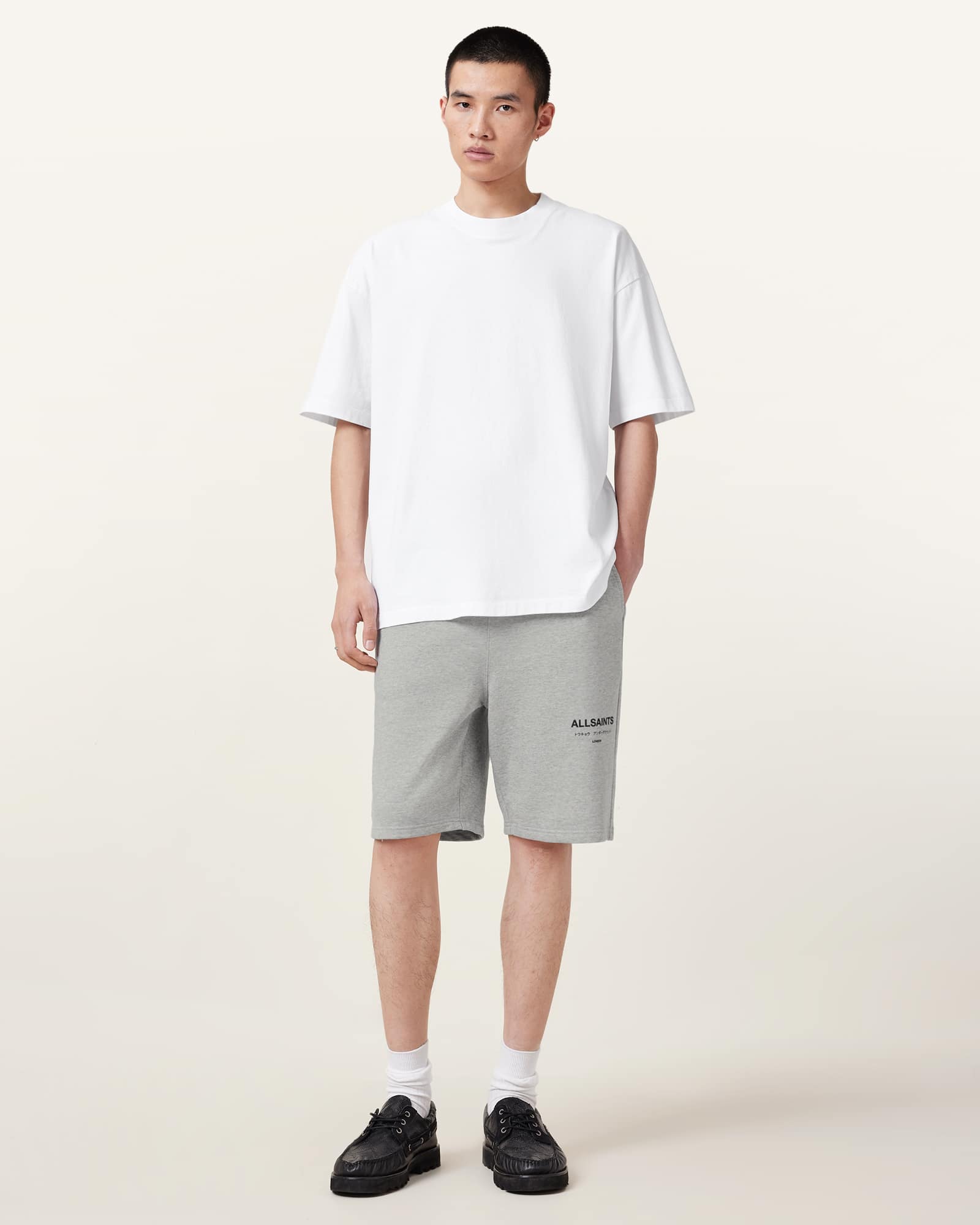 Underground Relaxed Fit Sweat Shorts Grey Marl | ALLSAINTS US Underground Relaxed Fit Sweat Shorts Grey Marl | ALLSAINTS US