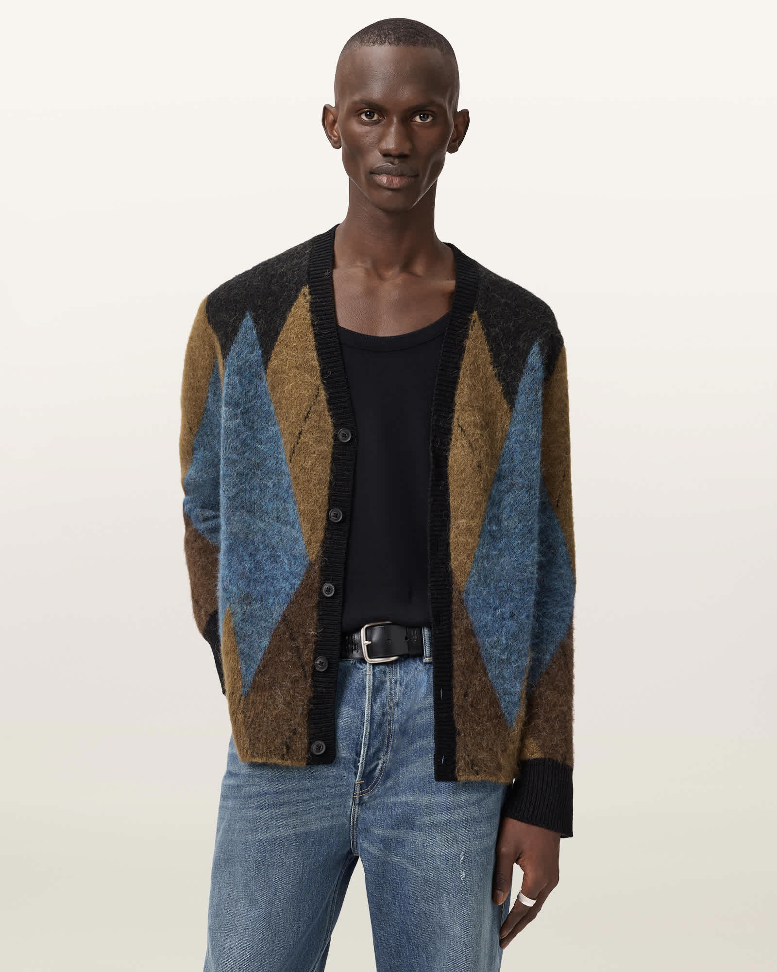 Bernie Oversized Argyle Cardigan CIDER BROWN | ALLSAINTS US
