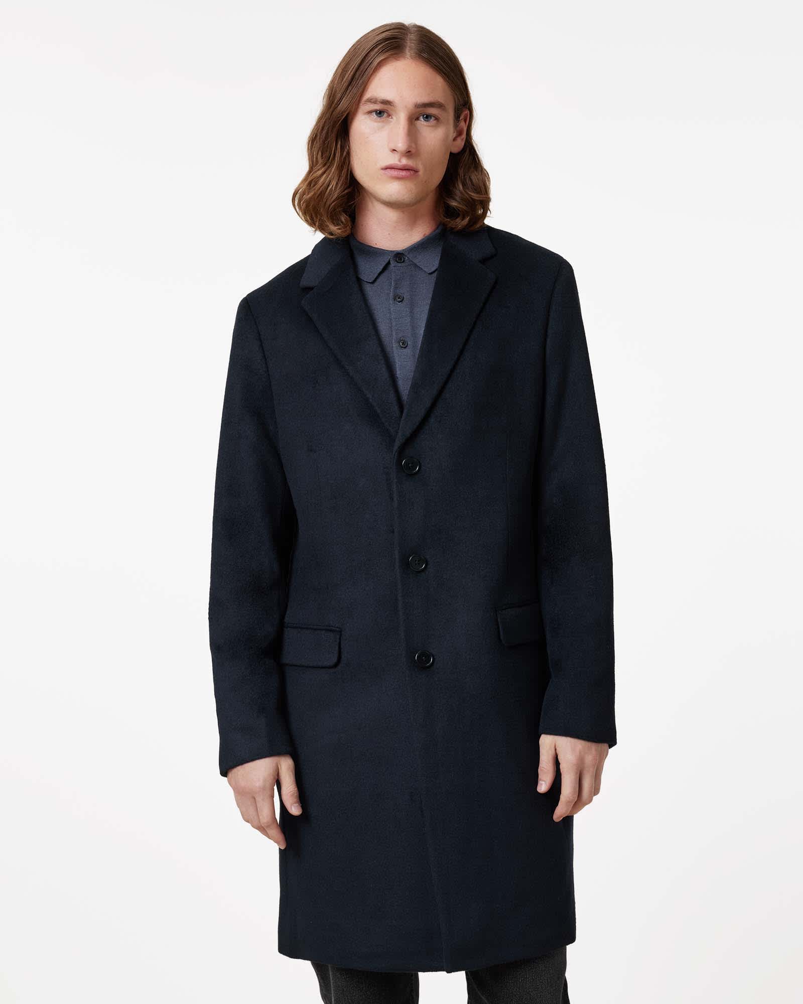 Hal Single Breasted Wool Blend Coat NITE BLUE | ALLSAINTS US