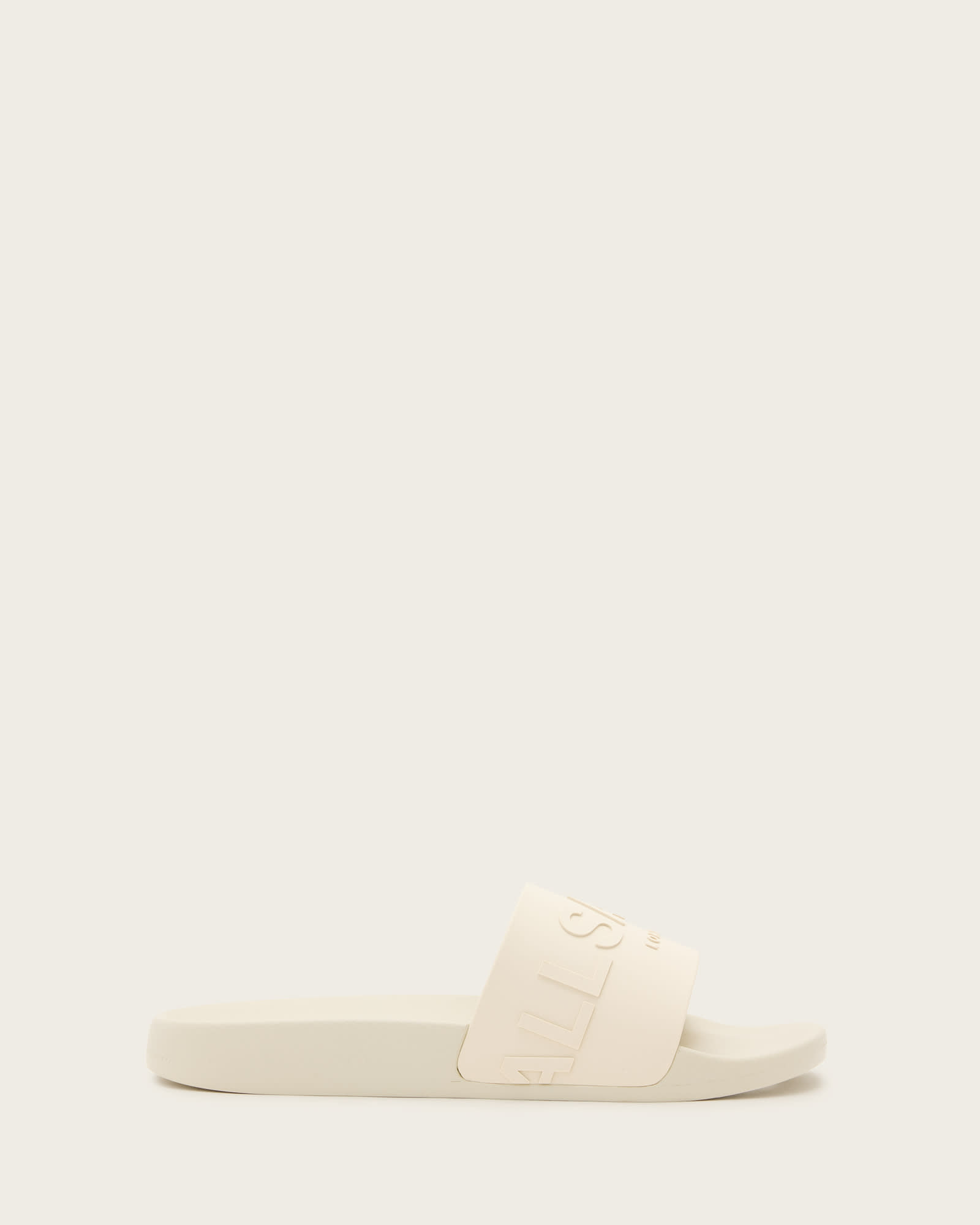Biggy Slip On Logo Slides Chalk White | ALLSAINTS US