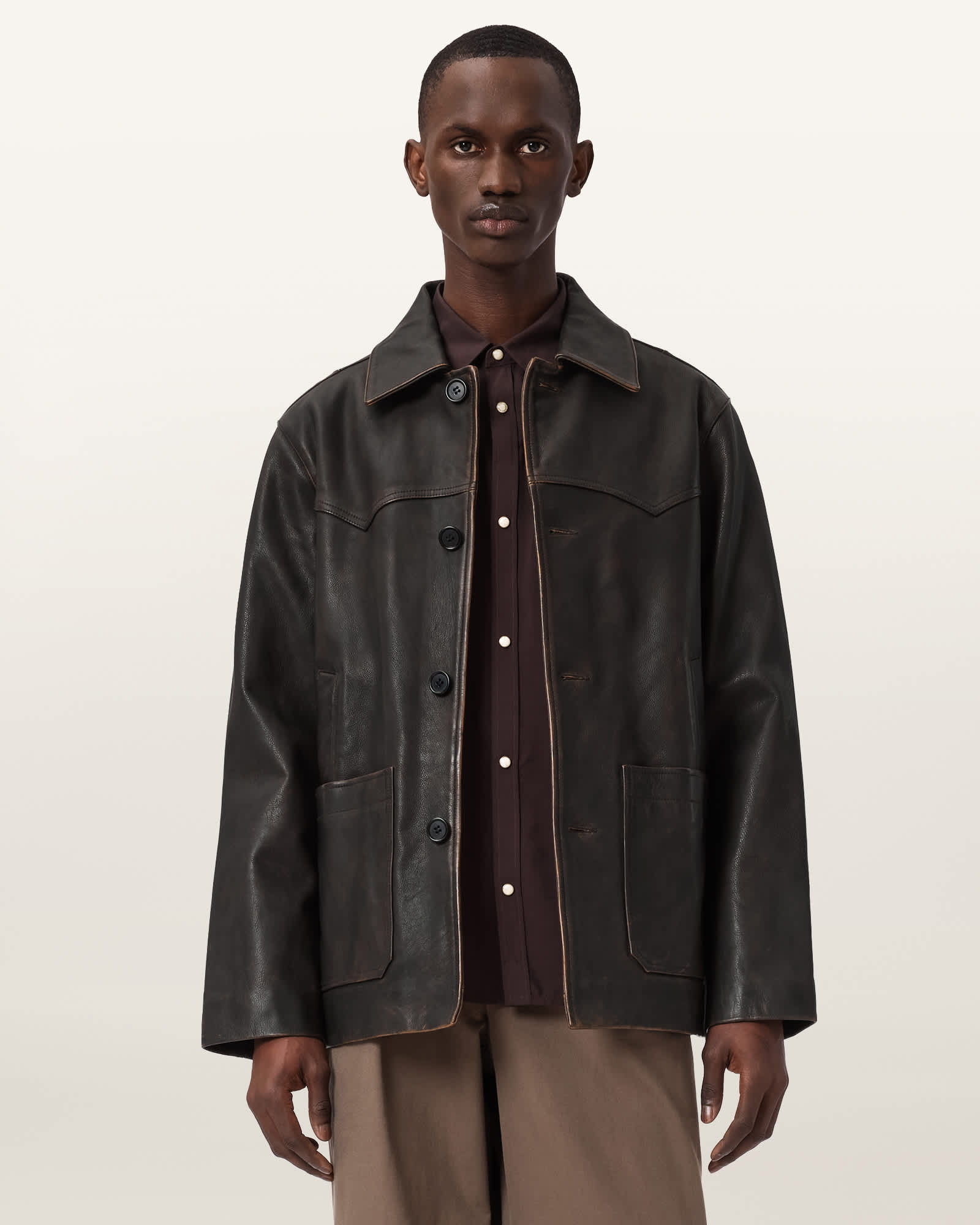 Hartwell Leather Coat COGNAC BROWN | ALLSAINTS US