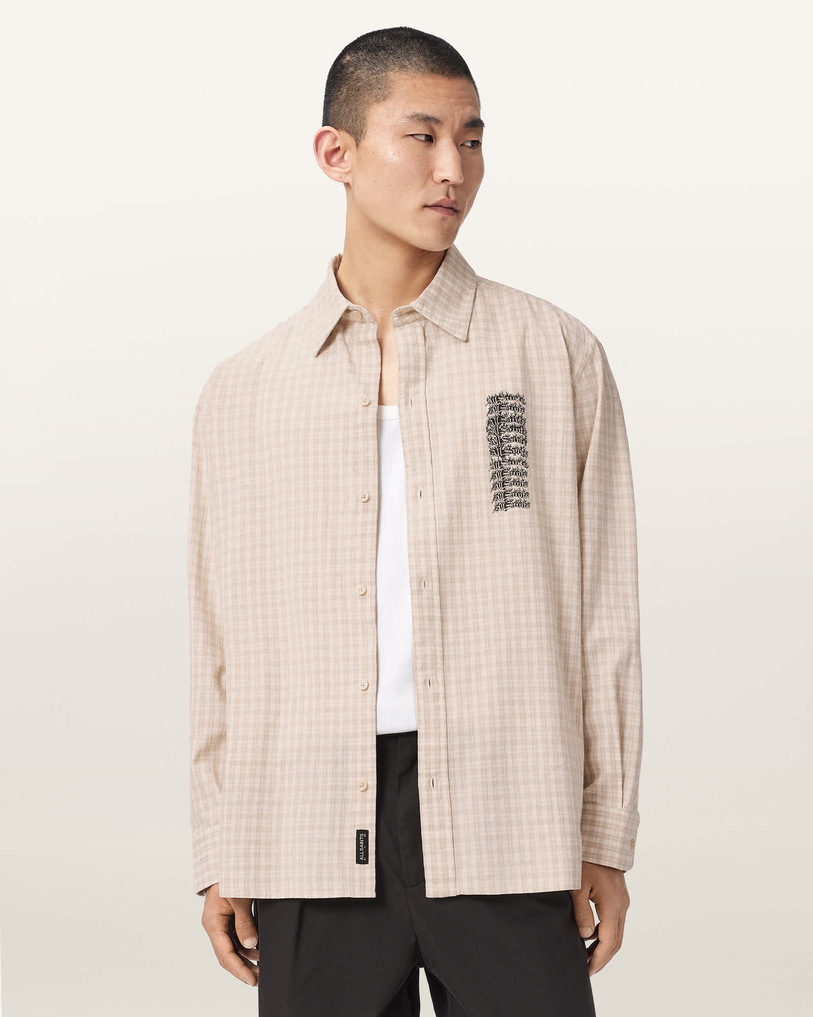 Repeater Long Sleeve Oversized Check Shirt CORD BROWN | ALLSAINTS US