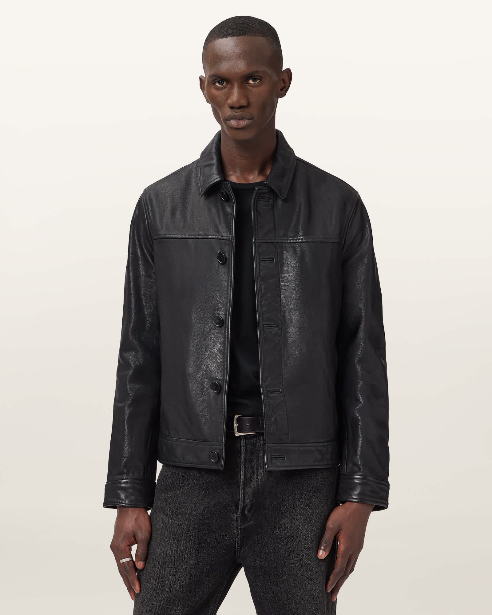 Nates Leather Jacket Black | ALLSAINTS US