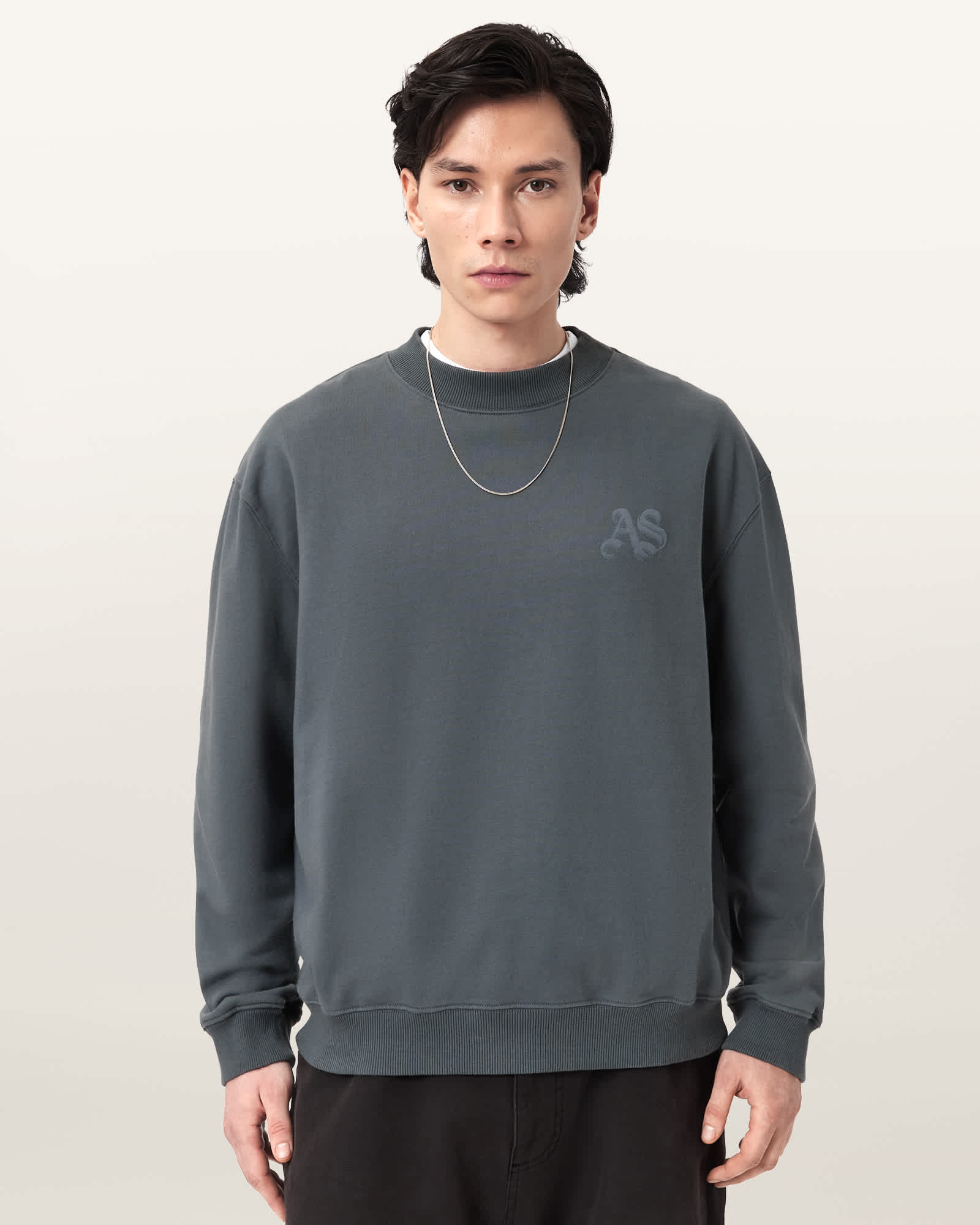 Icon Boxy Crew Neck Sweatshirt DARK STEEL BLUE | ALLSAINTS US