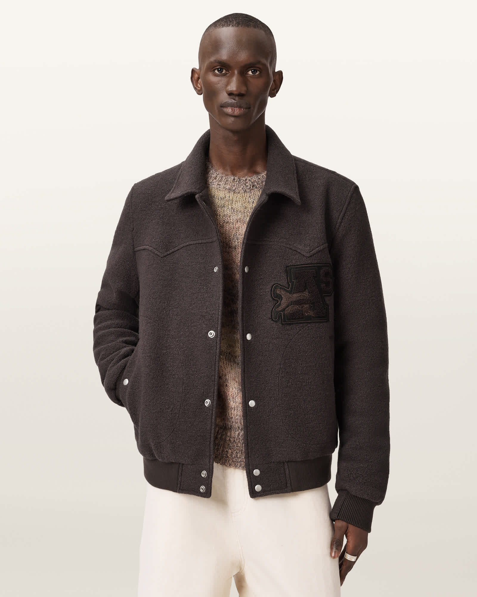 SUNSEA 28th N.M THICKENED w/耳 BLOUSON Royce Wadded Patch Jacket WEATHERED BROWN | ALLSAINTS US