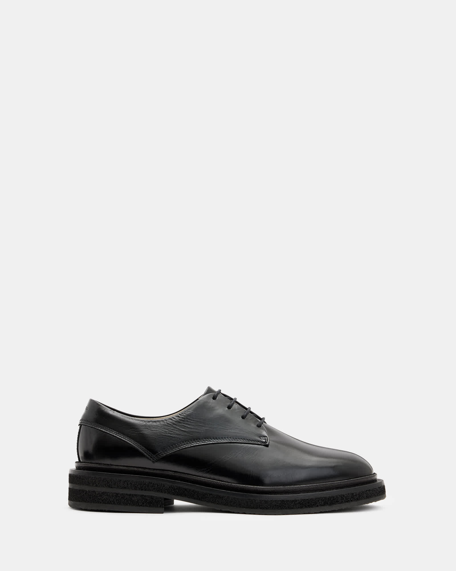 Escher Leather Lace Up Shoes Black | ALLSAINTS US display picture 1