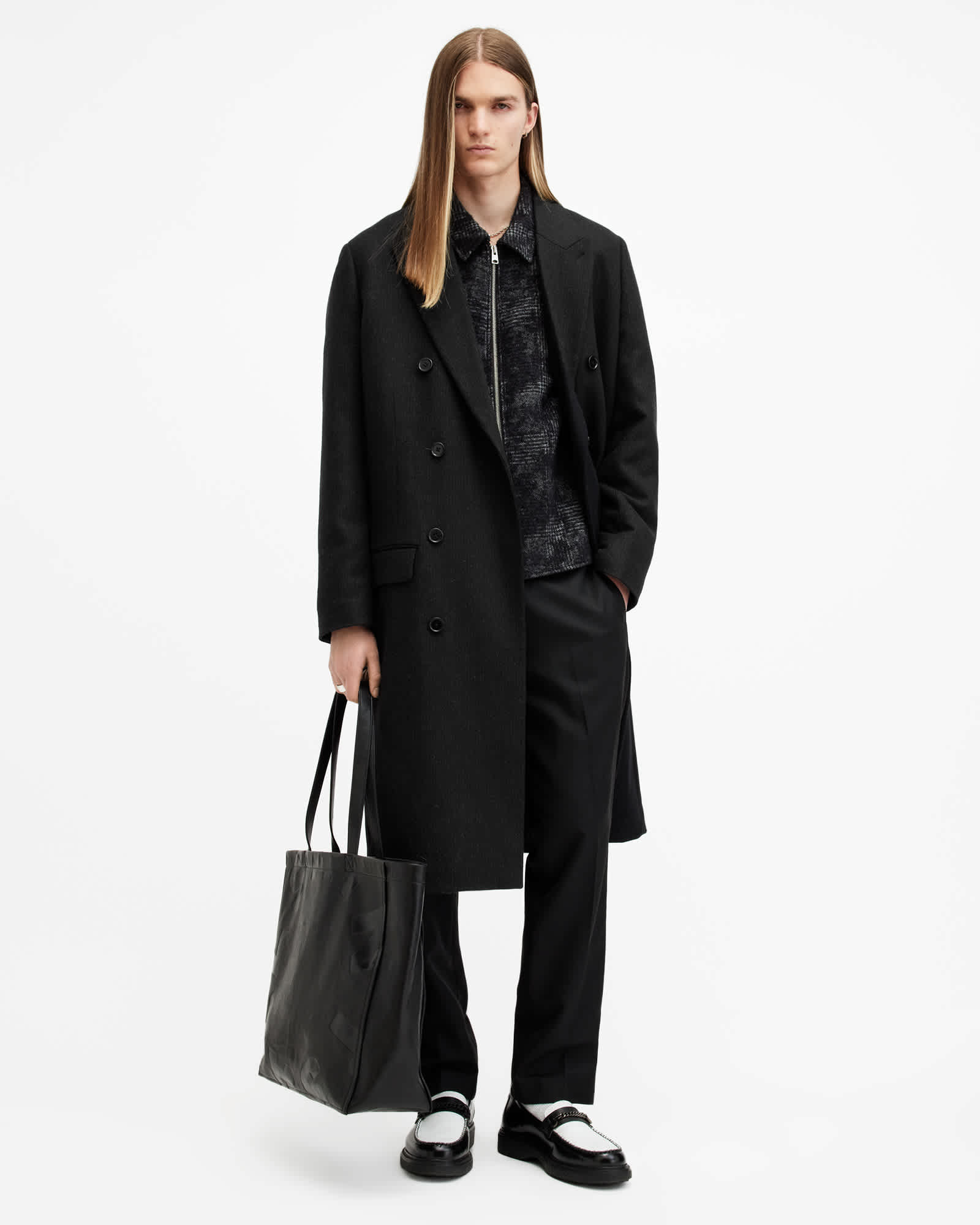 Arcade Wool Blend Relaxed Fit Coat Black | ALLSAINTS US