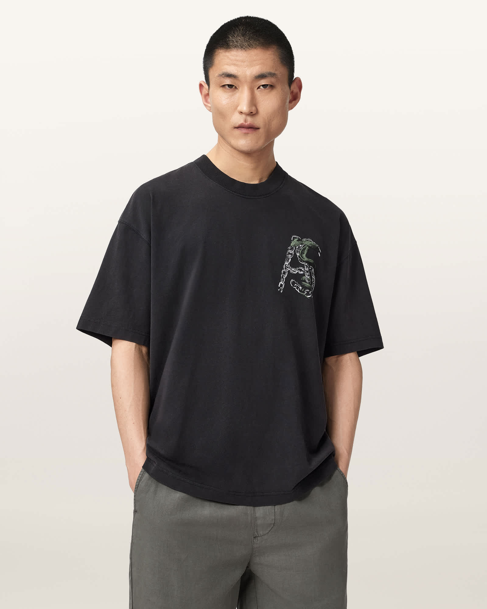 Linx Oversized Short Sleeve T-Shirt Washed Black | ALLSAINTS US