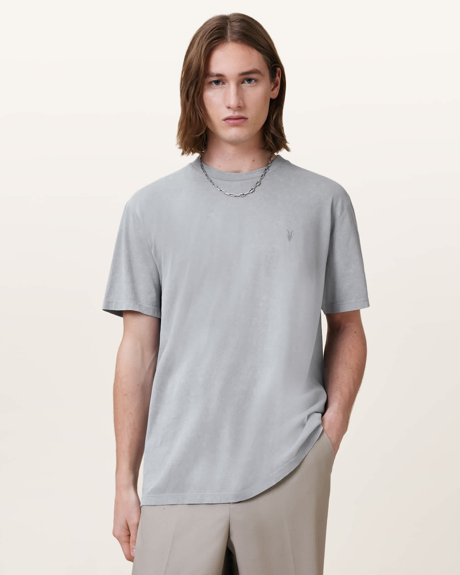 Saka Short Sleeve Crew Neck Ramskull T-Shirt MACHINE GREY