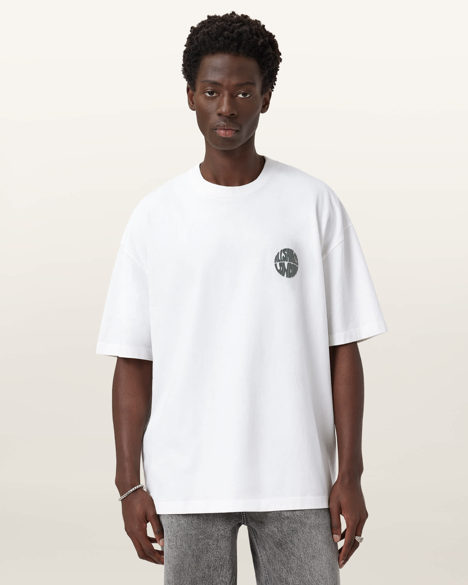 Waved Short Sleeve T-Shirt ASHEN WHITE | ALLSAINTS