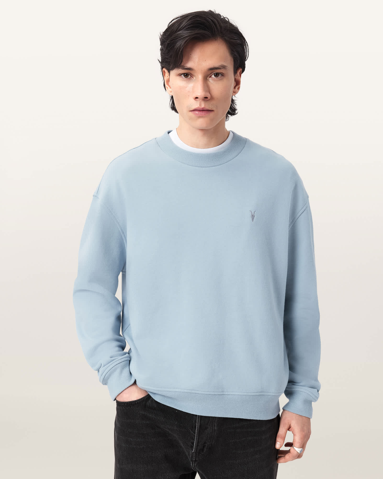 Asher Ramskull Boxy Sweatshirt MISTY BLUE | ALLSAINTS US