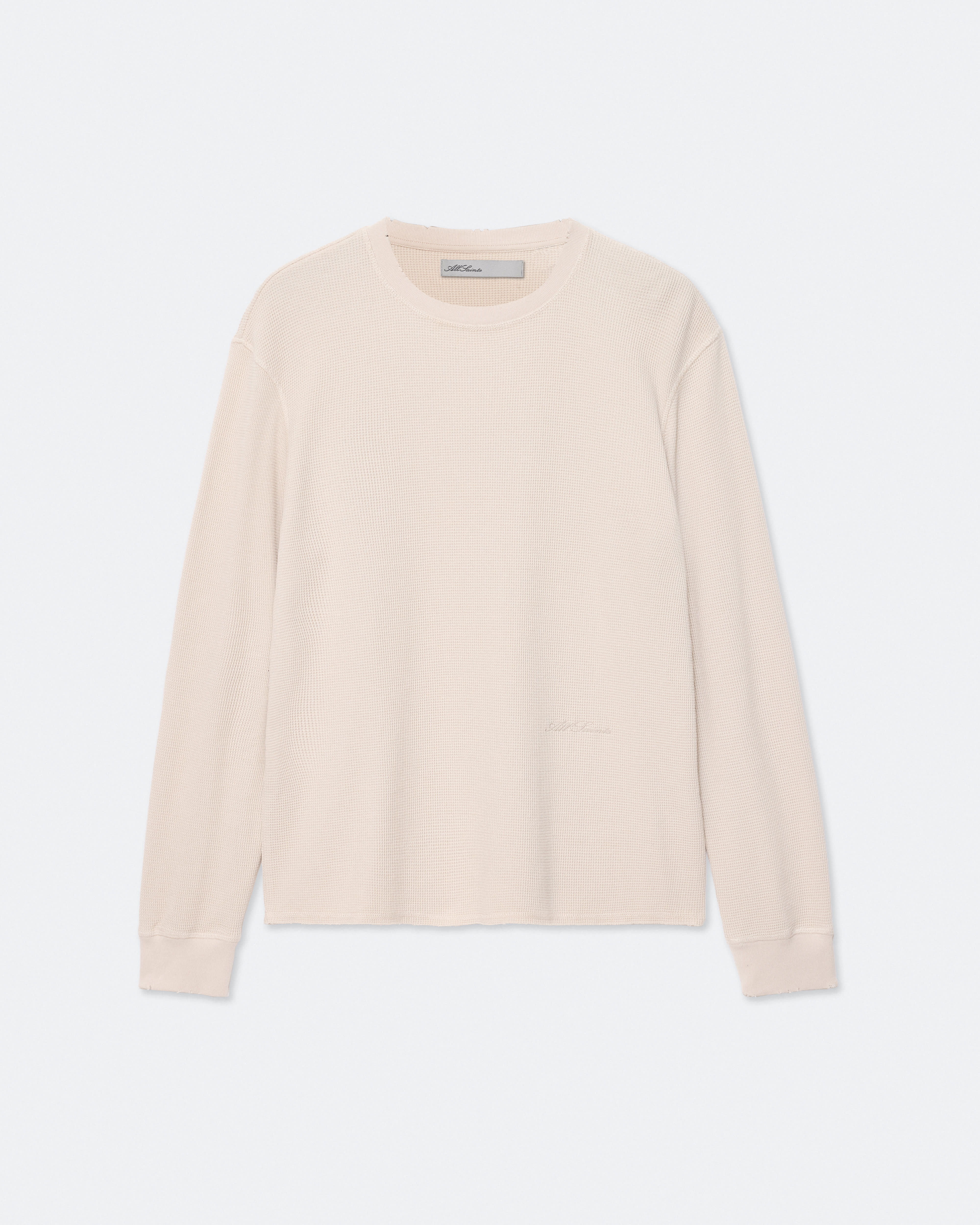 Raine Waffle-Knit Long-Sleeve T-Shirt TAUPE WHITE | ALLSAINTS US