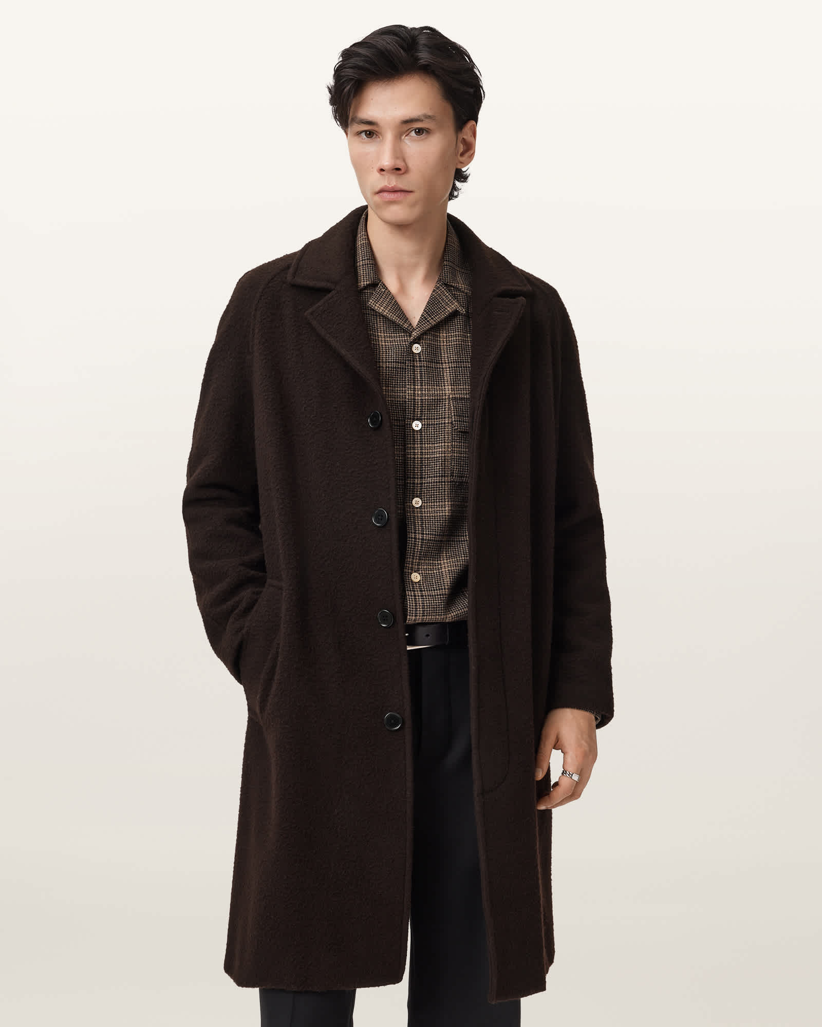 Duke Single Breasted Wool Coat BIRCH BROWN | ALLSAINTS