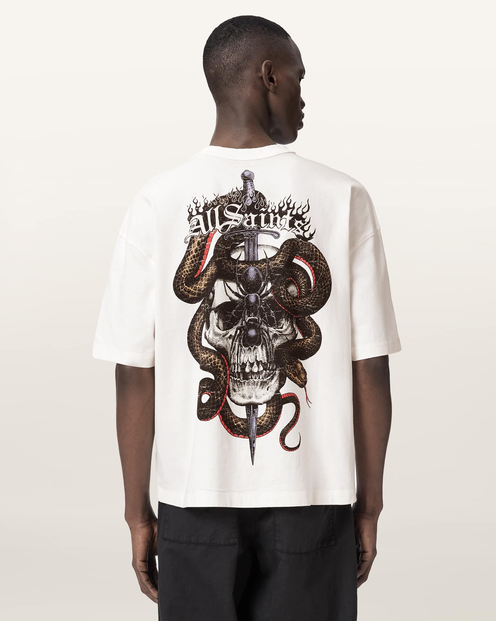 Araknid Short Sleeve Boxy Graphic T-Shirt Chalk White | ALLSAINTS US