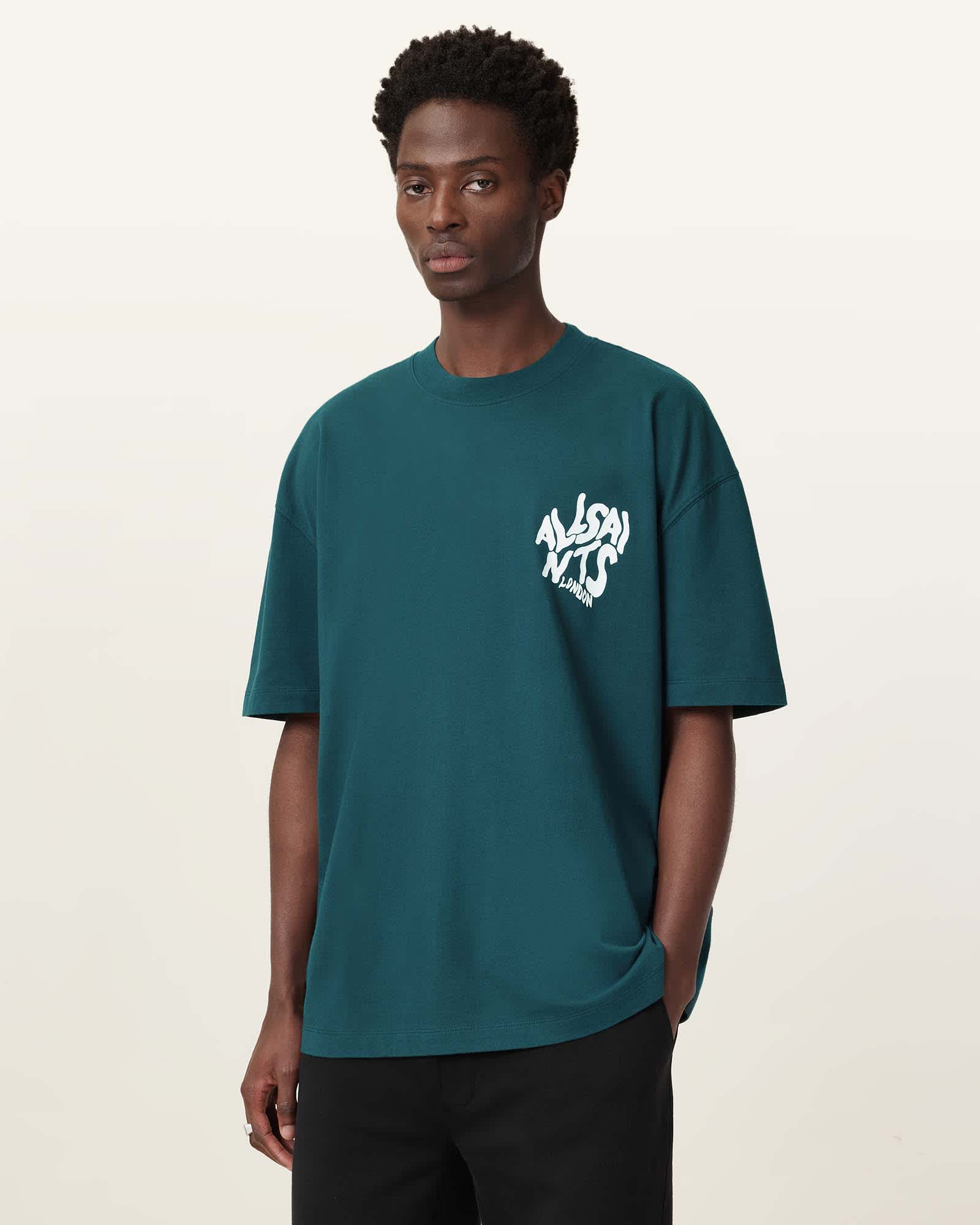 Orlando Logo Print Oversized T-Shirt COVE BLUE | ALLSAINTS