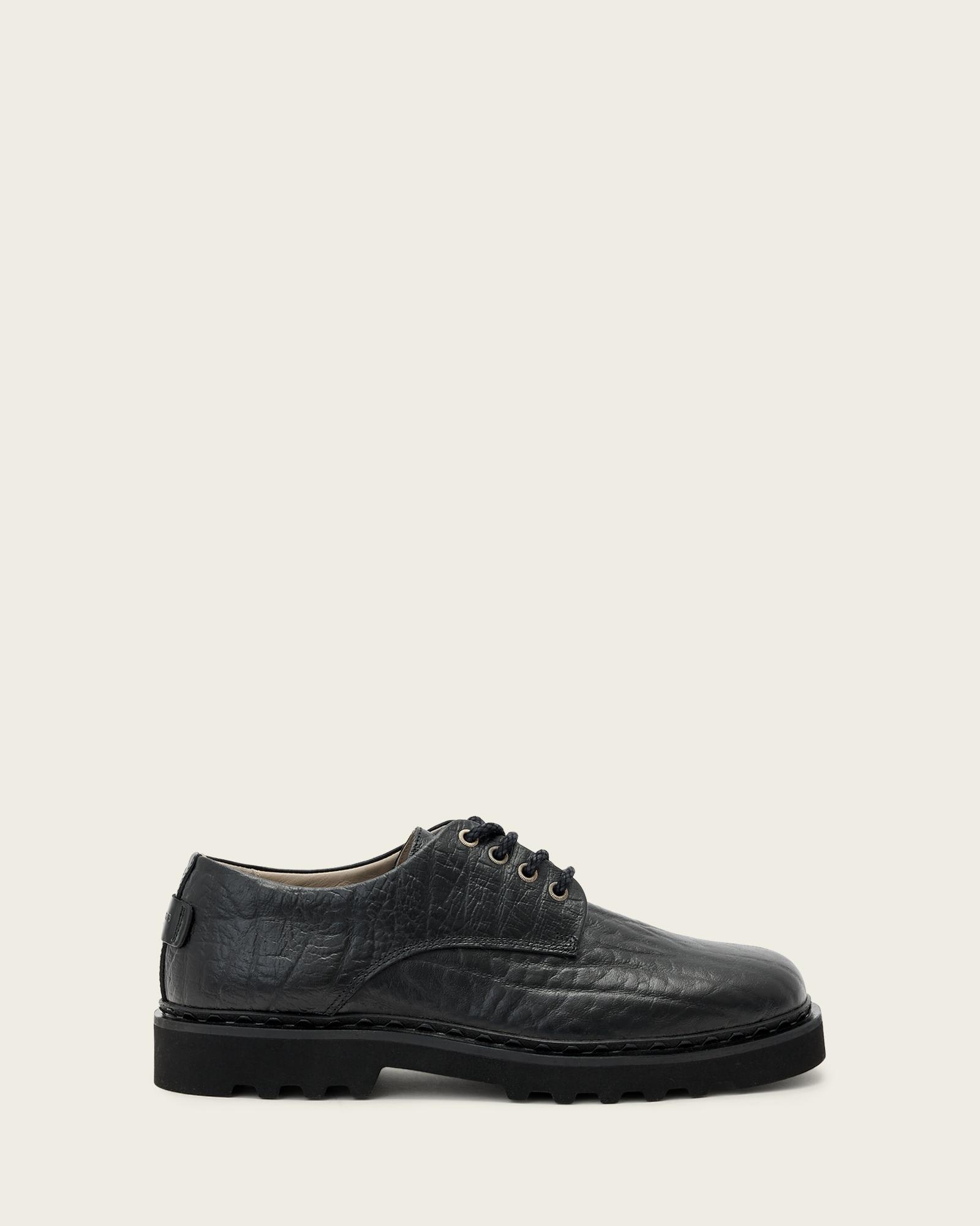 All Saints Black Leather Zip-Front Derby Shoes AllSaints Leather Hank Derby Shoes in Black for Men | Lyst main image 2