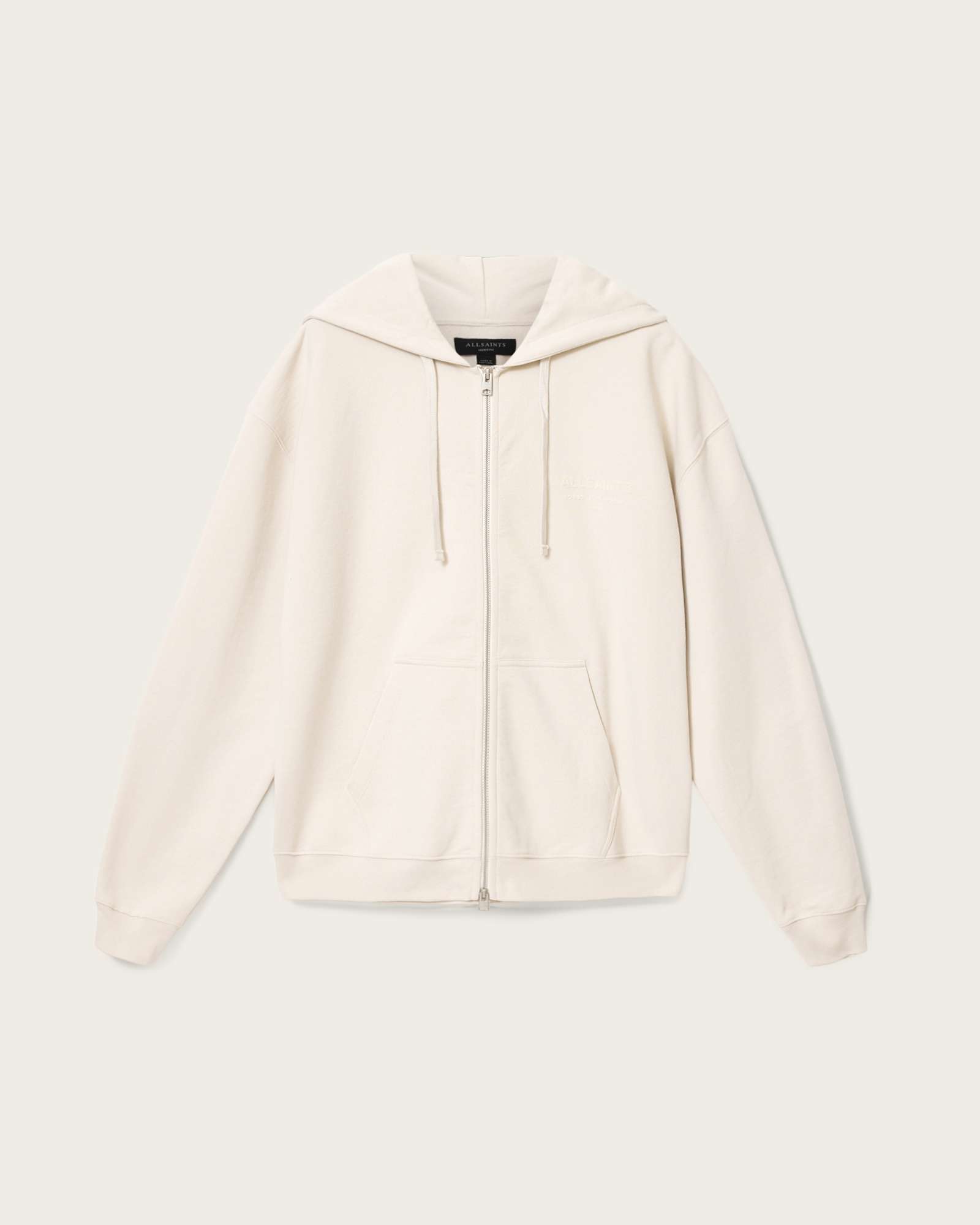 Xander Boxy Zip Up Hoodie DUSK WHITE | ALLSAINTS US