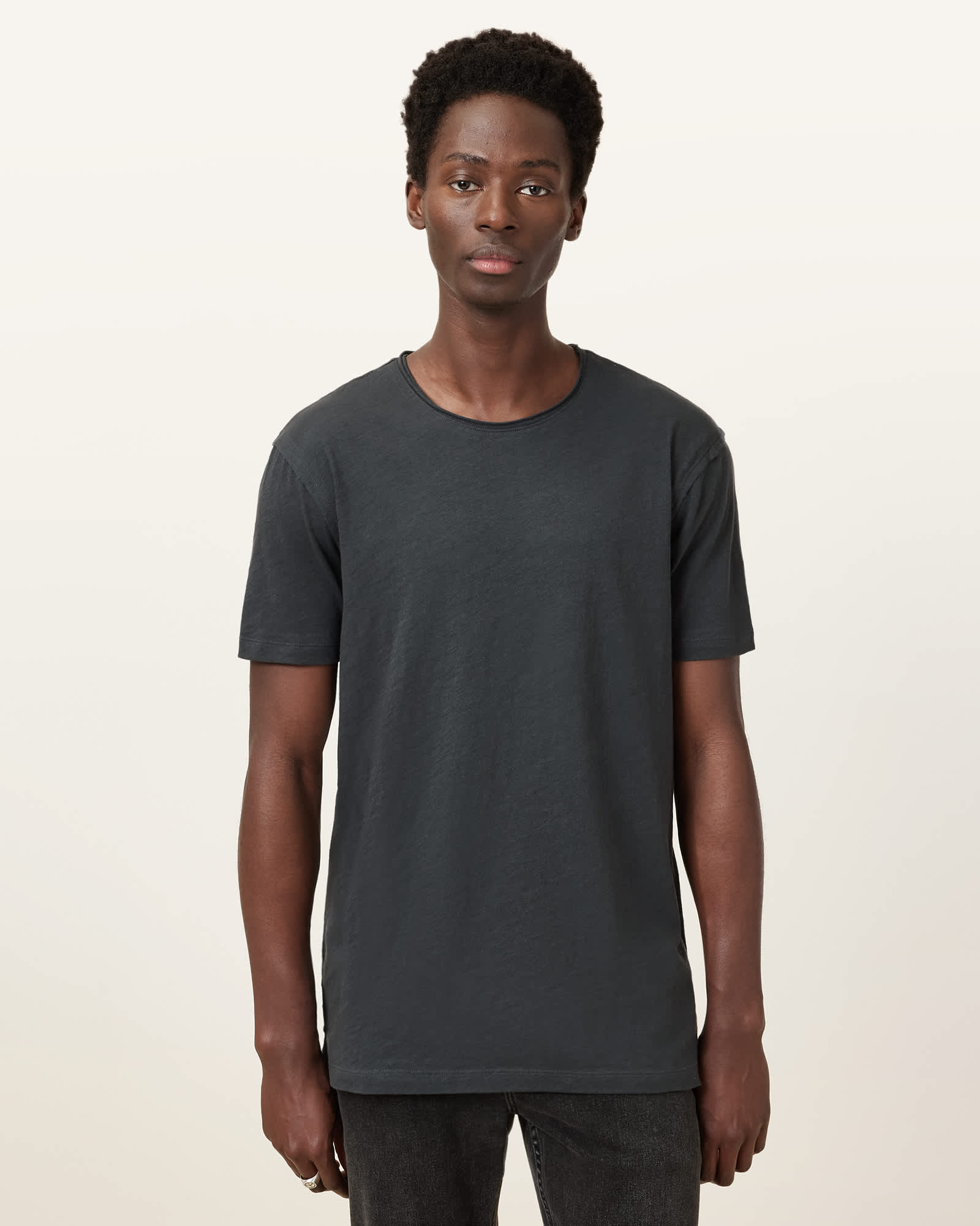 Figure Crew Neck Raw Edge T-Shirt CARTER GREY | ALLSAINTS US