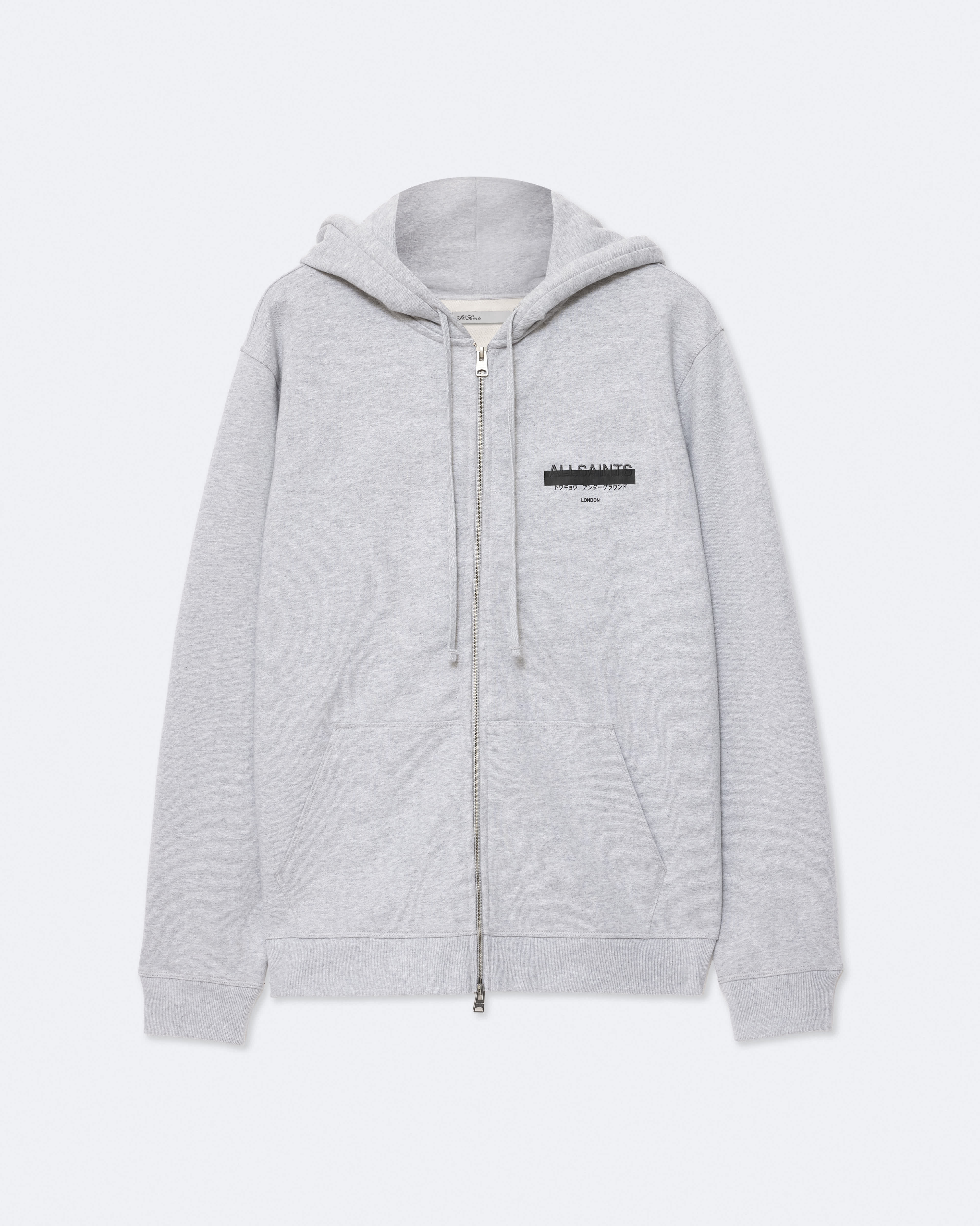 Redact Oversized Zip-Up Hoodie Grey Marl | ALLSAINTS US