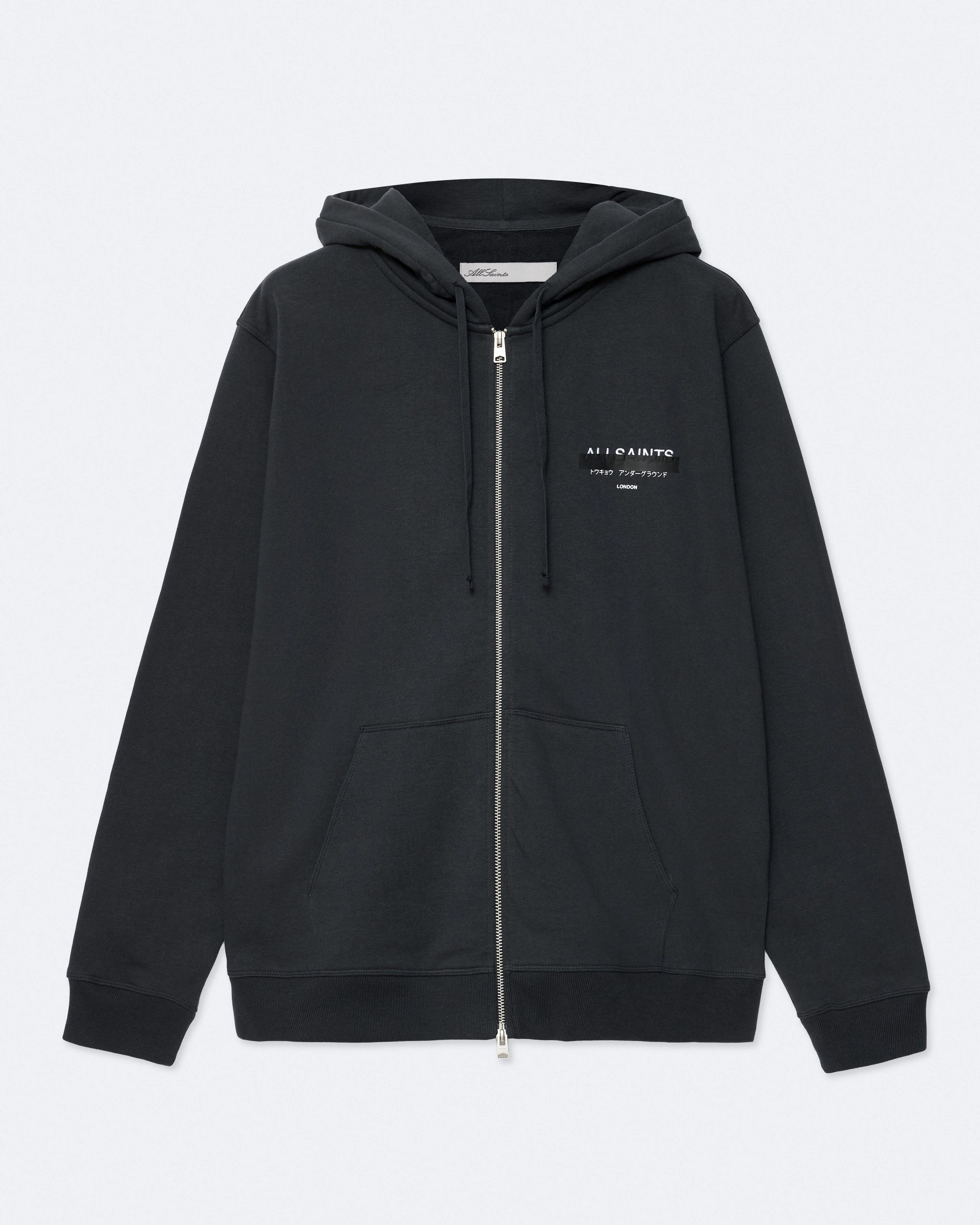 Redact Oversized Zip-Up Hoodie Washed Black | ALLSAINTS Canada