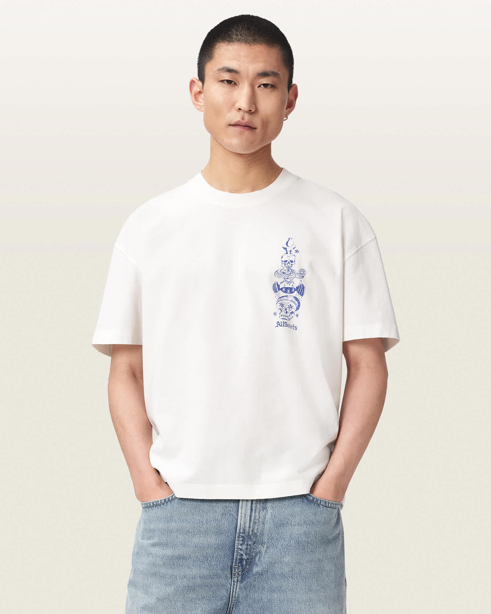 Ignis Boxy Short Sleeve Graphic T-Shirt Chalk White | ALLSAINTS US
