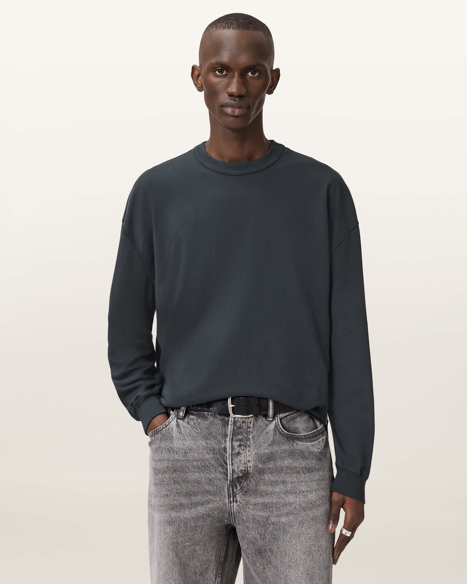 Cole Crew Neck Sweat Washed Black | ALLSAINTS US
