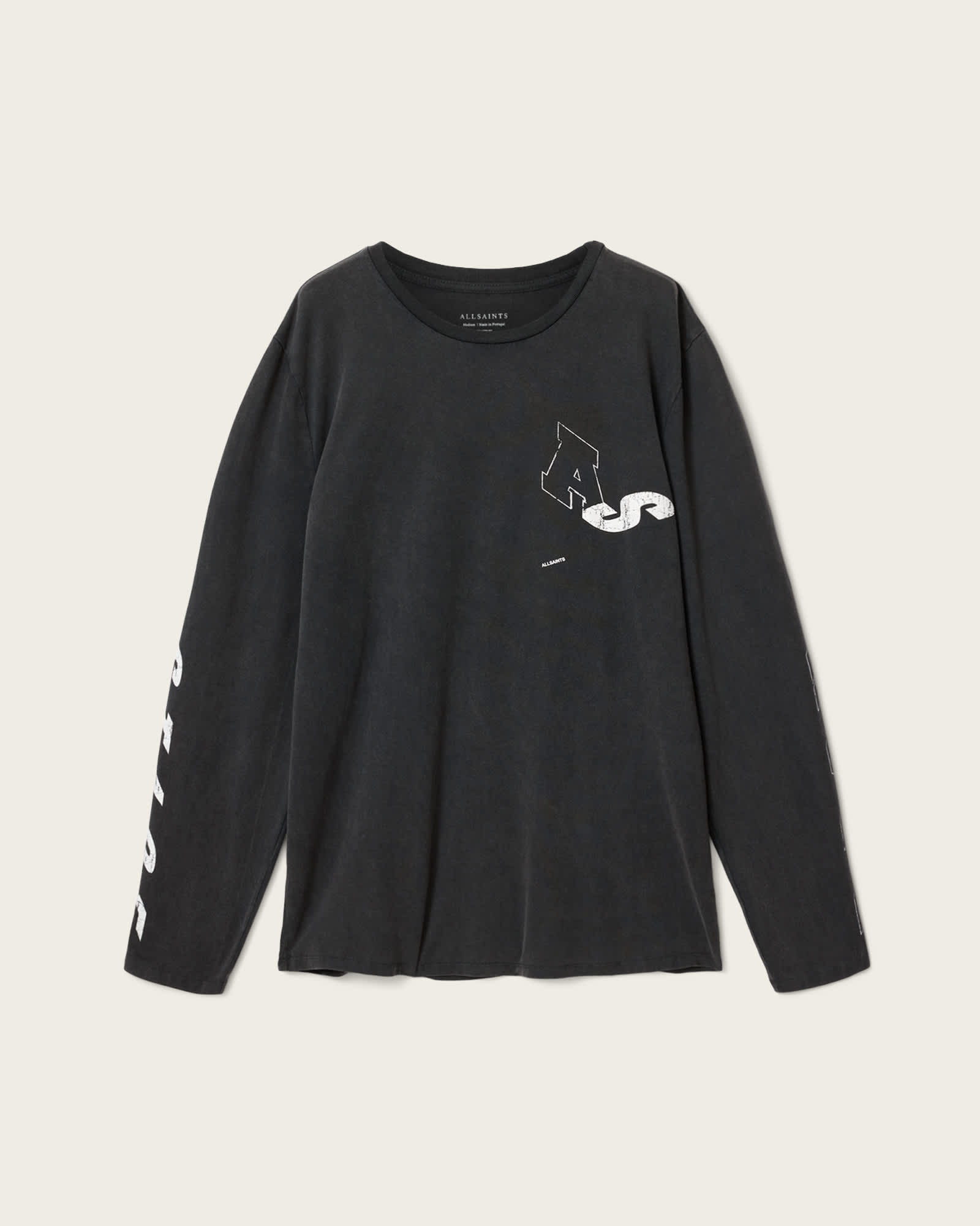 トップス typeshade REBELLION LONG T SHIRT BLACK Upstaged Oversized Long Sleeve T-Shirt Washed Black | ALLSAINTS Canada