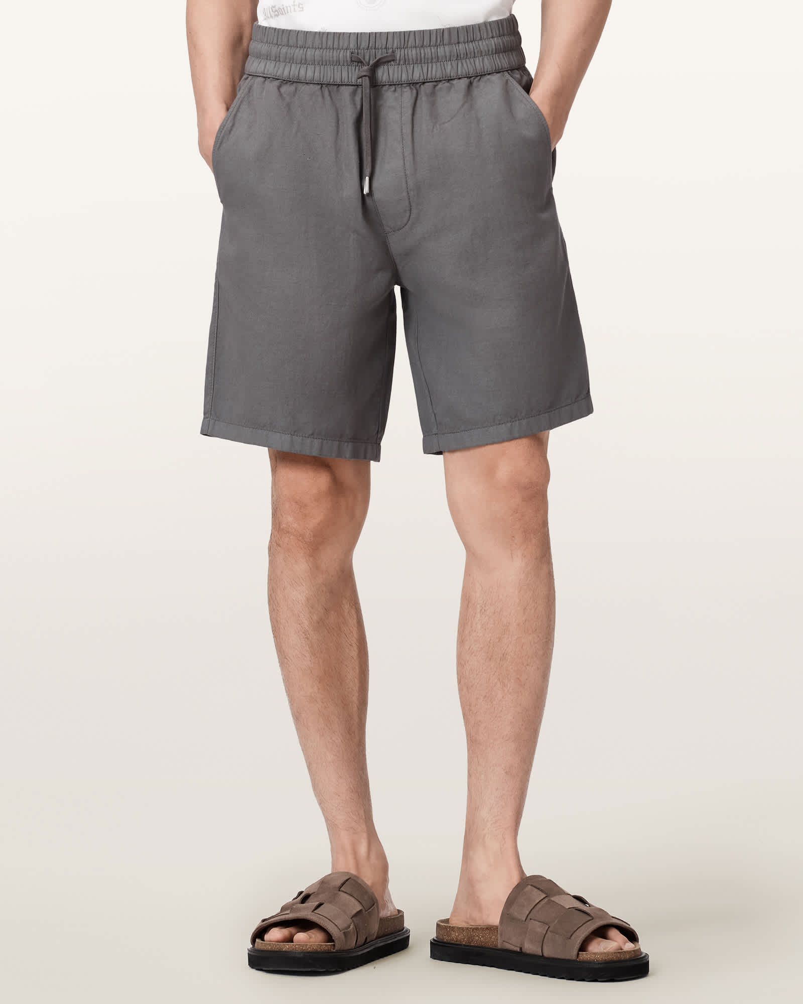 【or Slow】Cotton×Linen fatigue Shorts 2 Hanbury Linen Blend Relaxed Fit Shorts PILLAR GREY | ALLSAINTS US