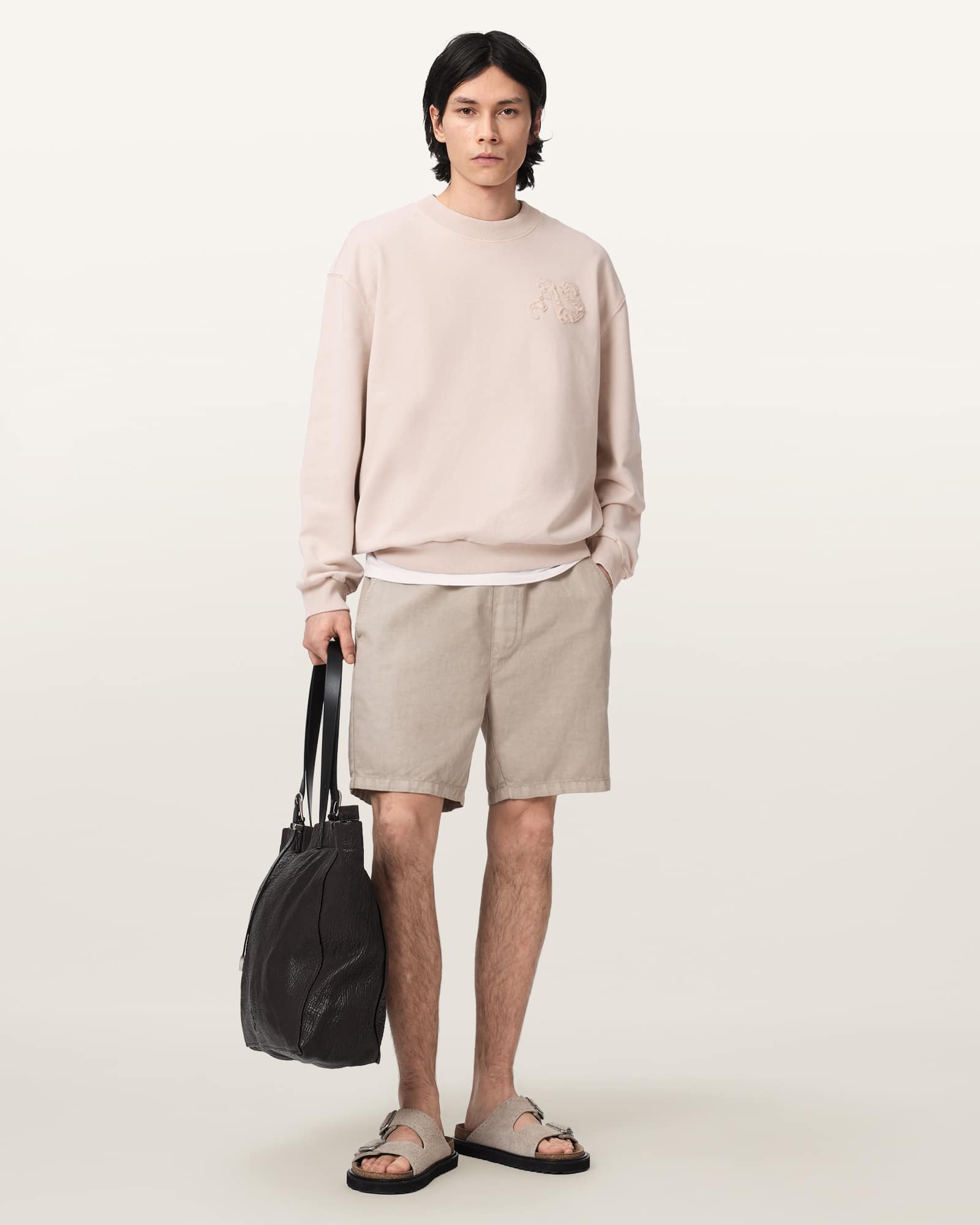 Insignia Crew Neck Cotton Sweatshirt CRYSTAL PINK | ALLSAINTS US