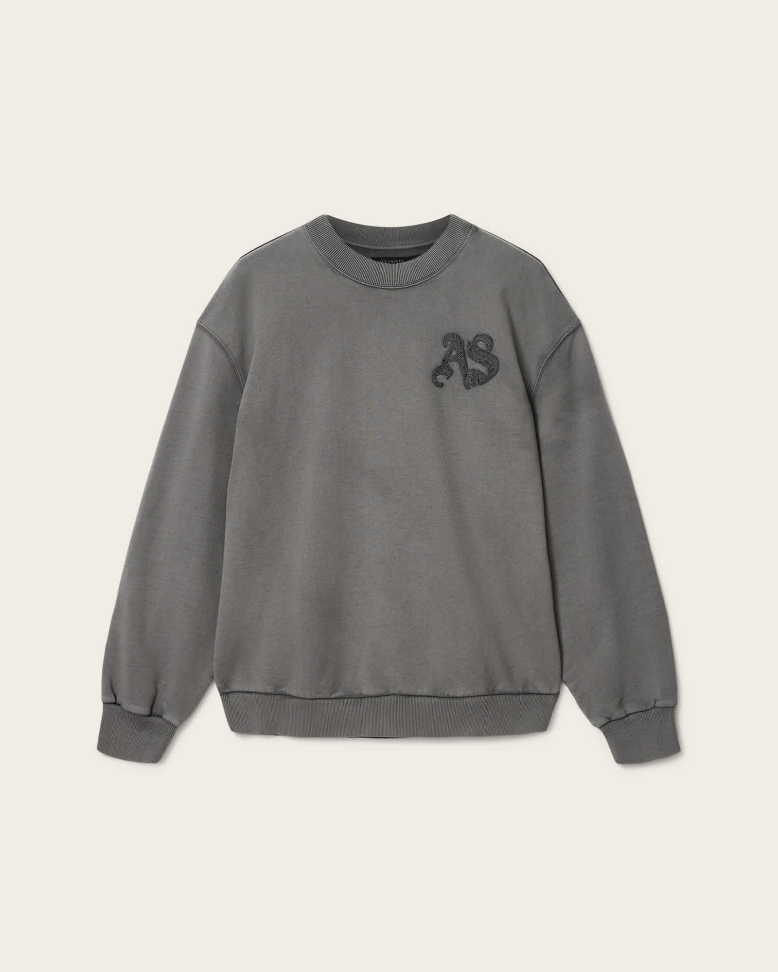 Insignia Crew Neck Cotton Sweatshirt Washed Black | ALLSAINTS US