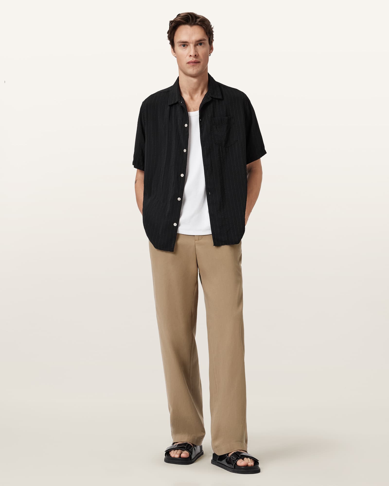 パンツ mori Mori Mid Rise Cotton Pants ASH BROWN | ALLSAINTS US
