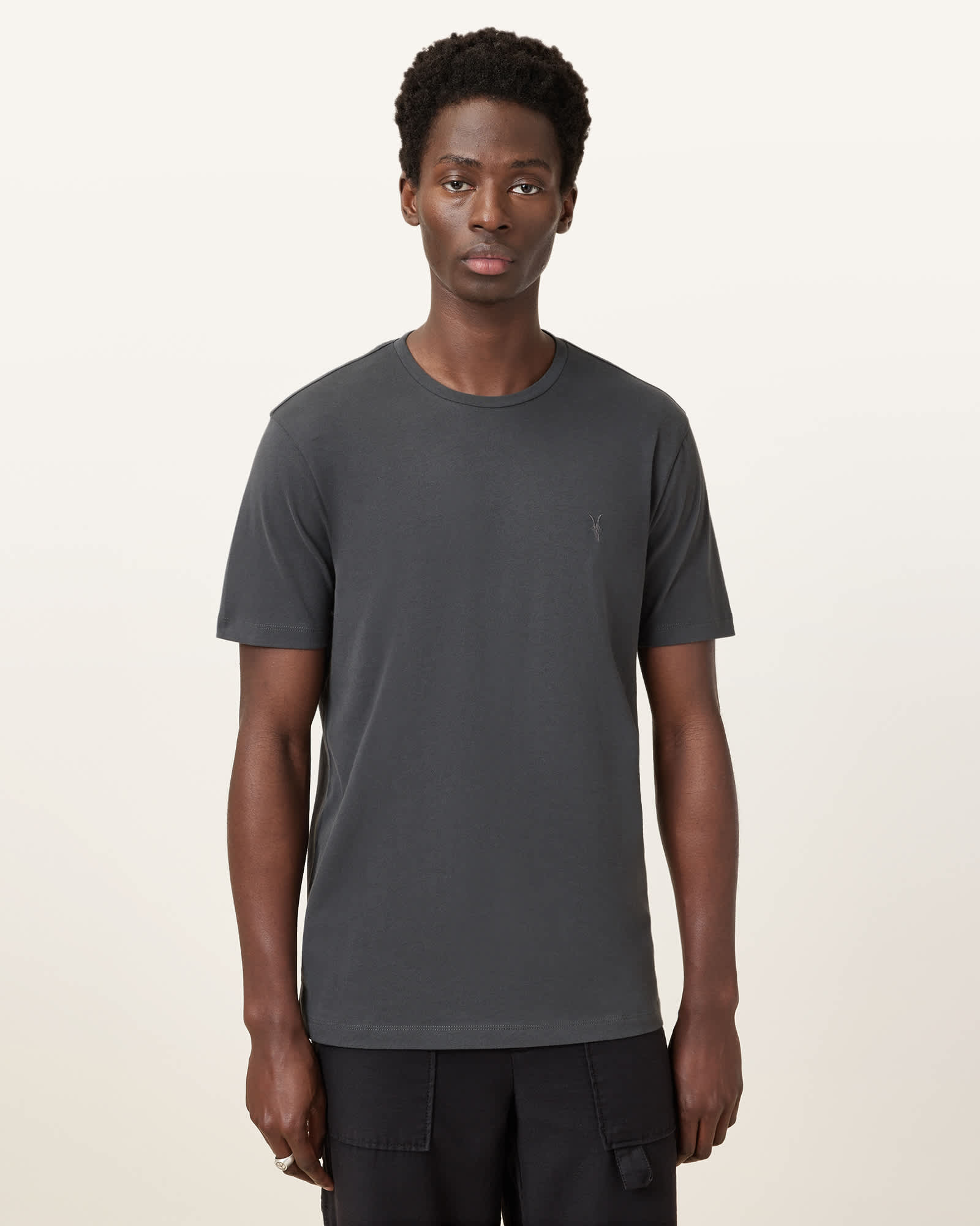 Brace Brushed Cotton Crew Neck T-Shirt CARTER GREY