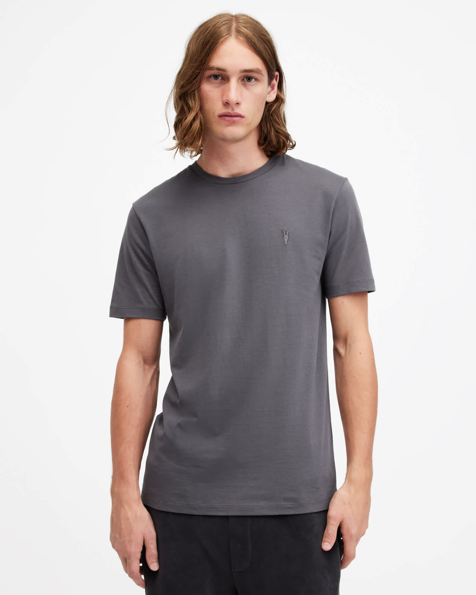 Brace Brushed Cotton Crew Neck T-Shirt GRAVESTONE GREY
